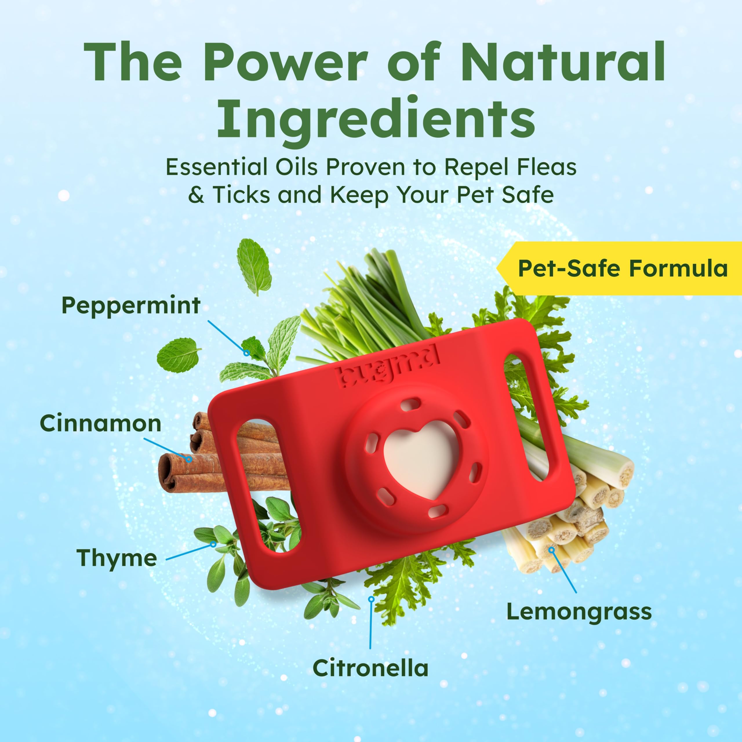 BugMD Paw Guardian Flea & Tick Prevention Pendant for Dogs & Cats, Red, with AirTag Holder, Plant-Powered, 1 Pack