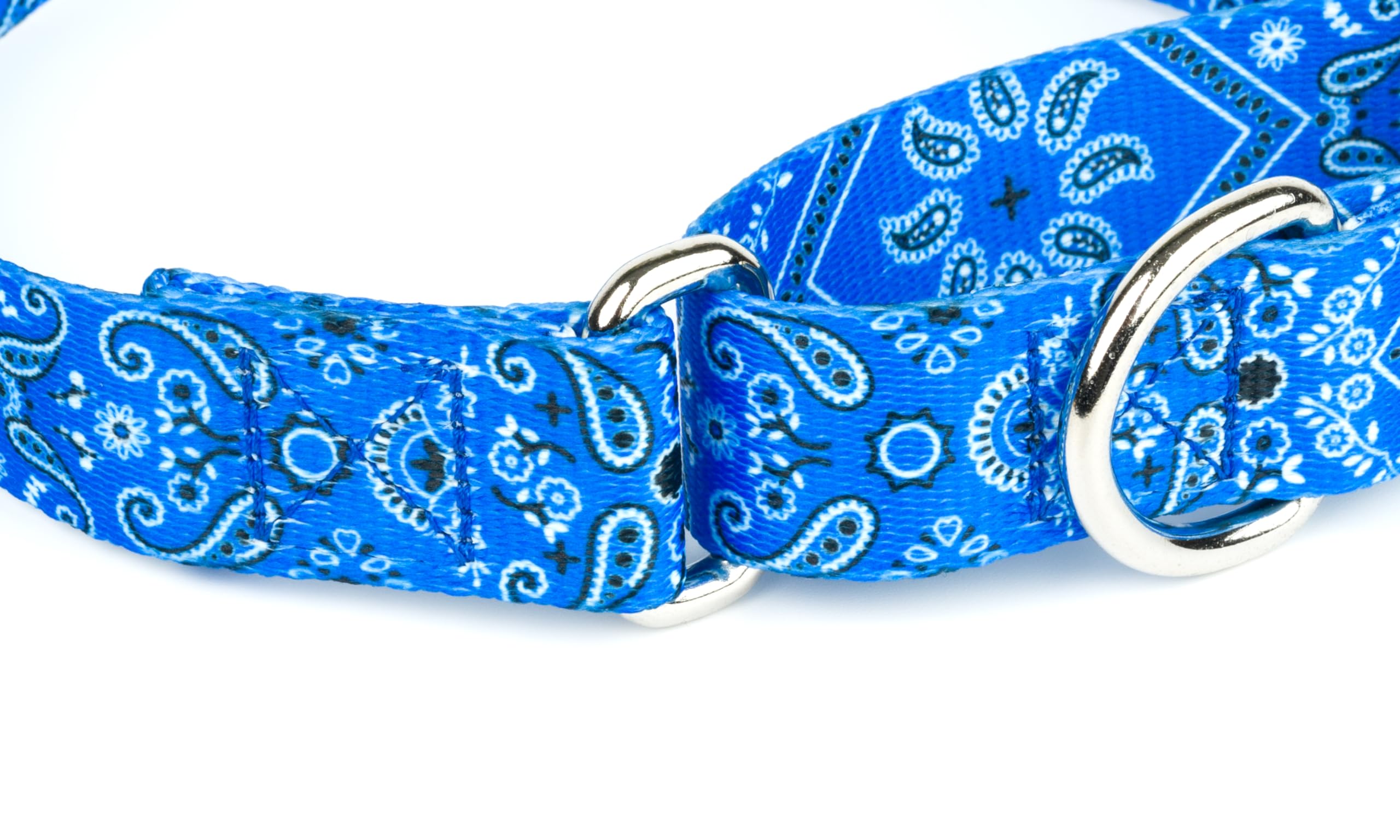 Country Brook Petz - Blue Bandana Martingale Dog Collar - Country And Western Collection Featuring Rugged Designs (1/2 Inch, 2Xs