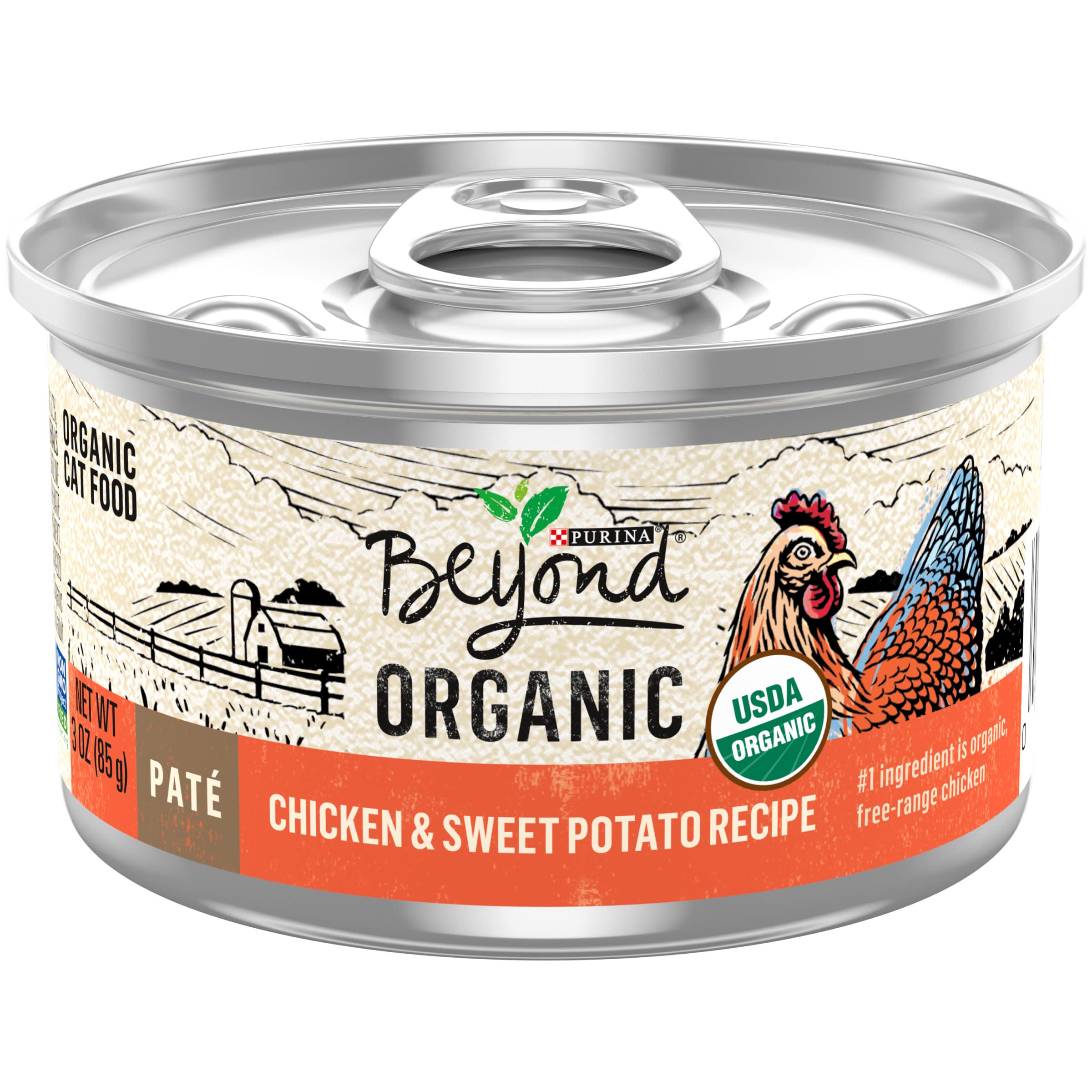Purina Beyond Organic Wet Cat Food Pate, Organic Chicken & Sweet Potato Adult Recipe - (Pack of 12) 3 oz. Cans