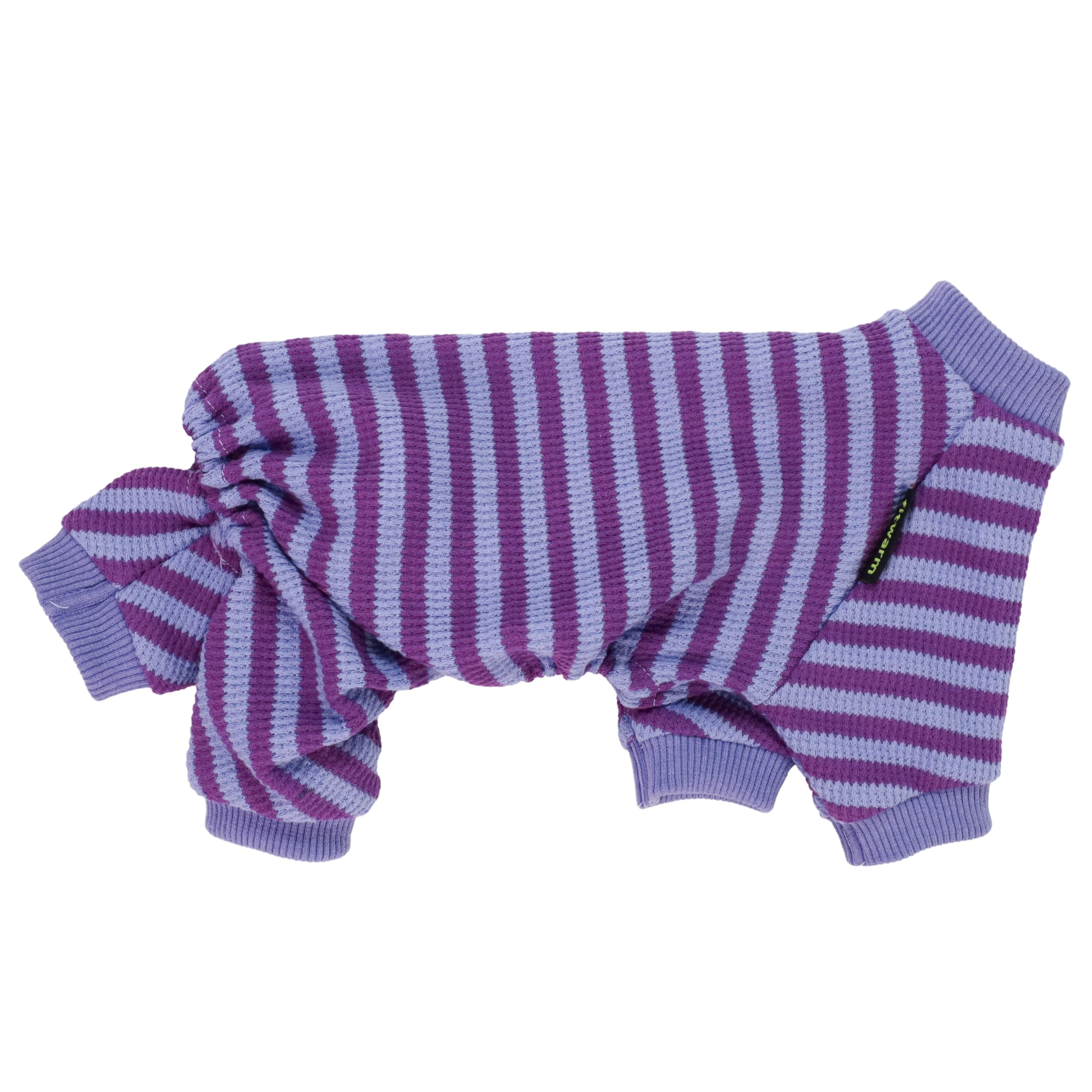 Fitwarm Purple And Violet Striped Dog Pajamas, Waffle Dog Clothes For Small Dogs Girl Boy, Puppy Onesie With Feet, Pet Cat Outfi