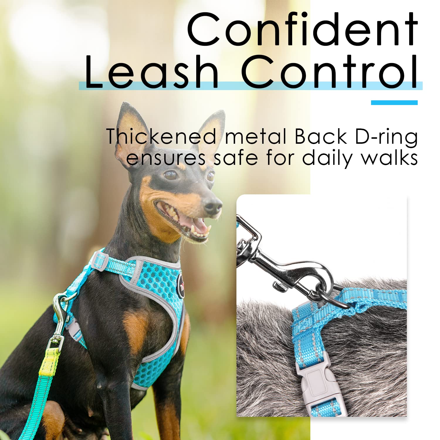 Thinkpet Reflective Breathable Soft Air Mesh No Pull Puppy Choke Free Over Head Vest Harness For Puppy Small Medium Dogs And Cats Light Blue Large