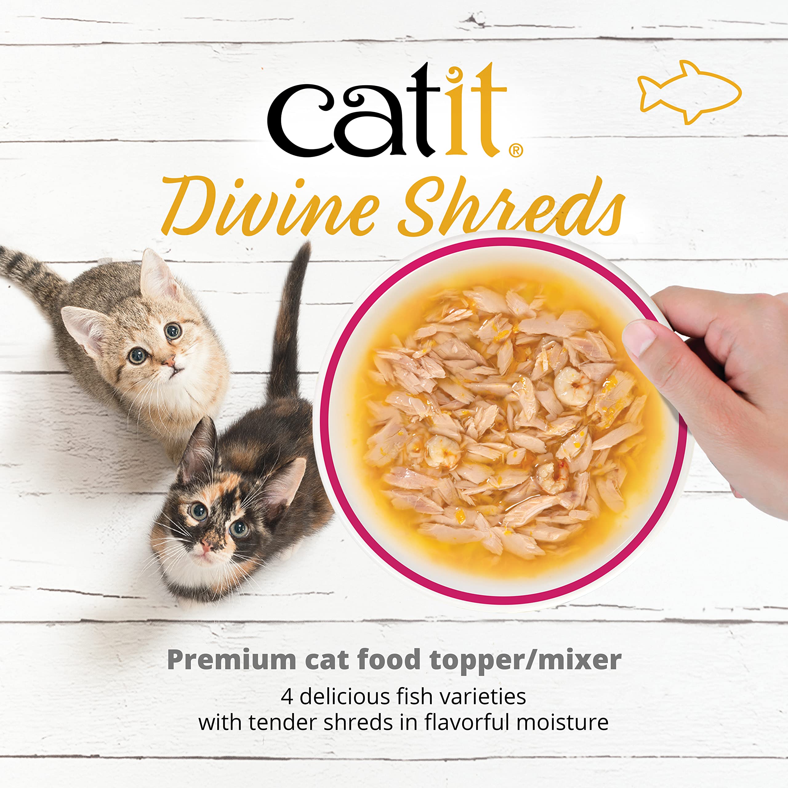 Catit Divine Shreds Premium Cat Food Topper, Tuna with Shrimp & Pumpkin