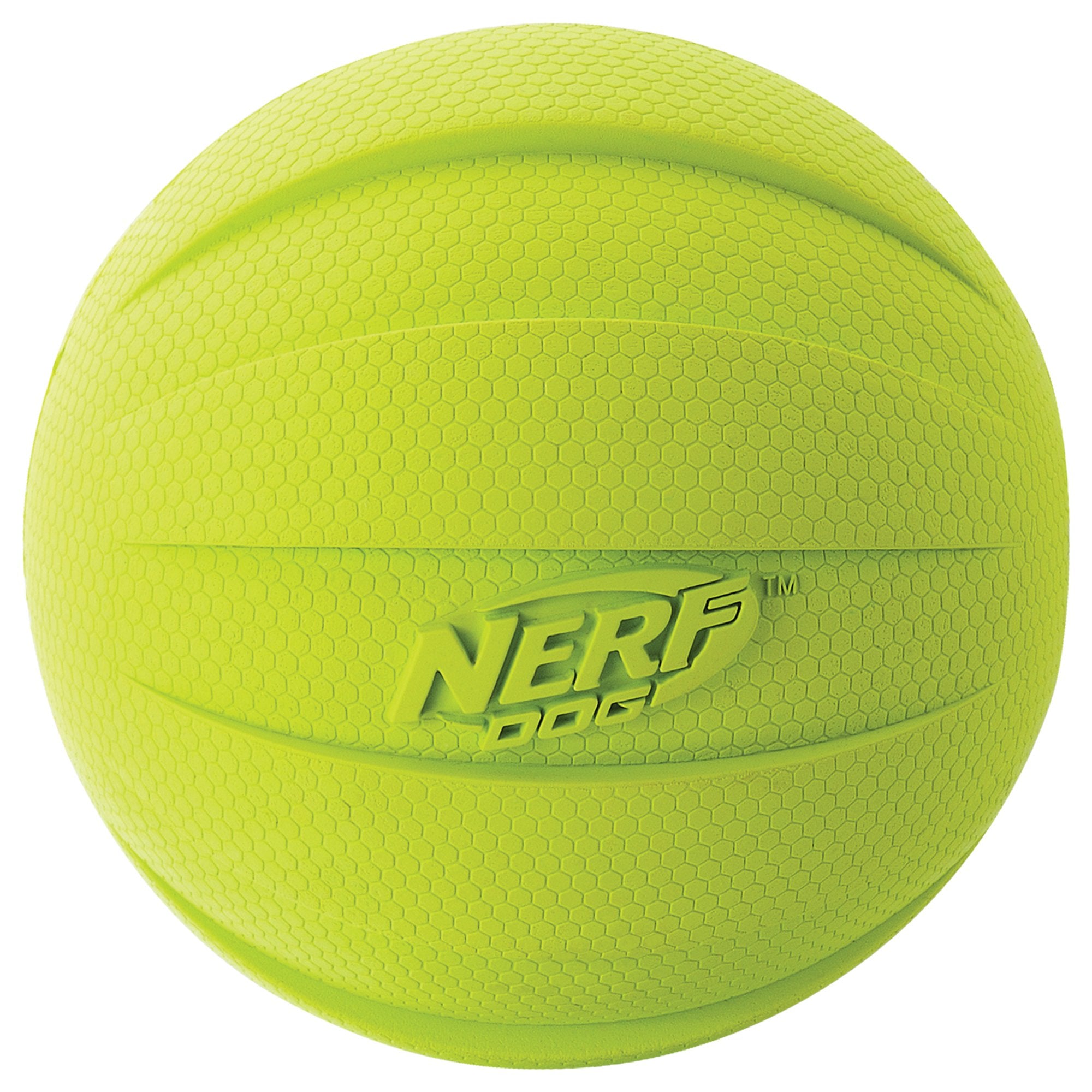 Nerf Dog Rubber Ball Dog Toy With Squeaker, Lightweight, Durable And Water Resistant, 4 Inch Diameter For Medium/Large Breeds, Single Unit, Green