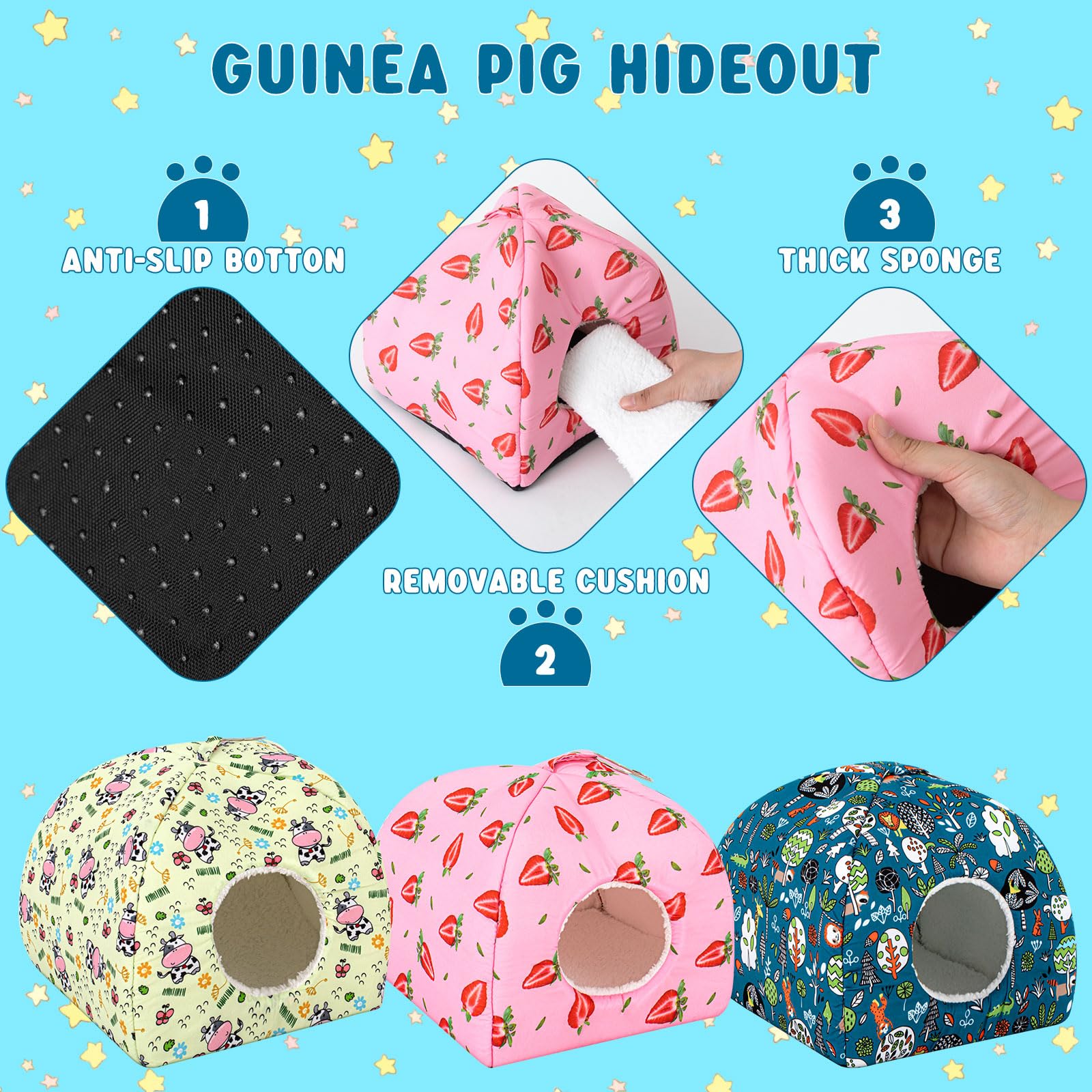 Croblissful 6 Pieces Guinea Pig Hideout Set Soft Bunny Bed And Tunnel Washable Sugar Glider Toy Chinchilla House Bed Accessories