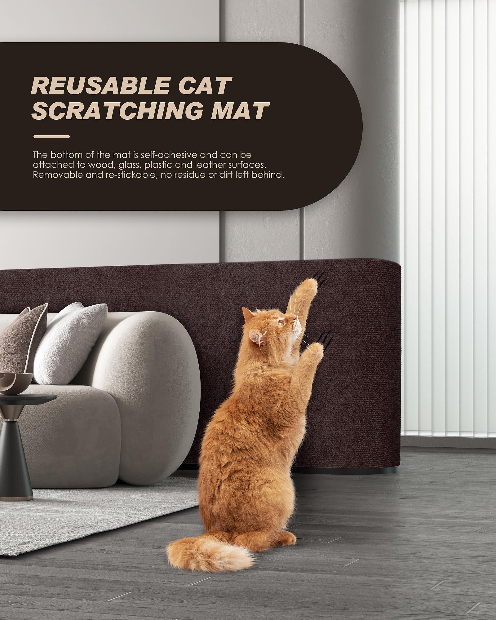 Vivoyan 78.7''X15.8'' Cat Scratch Mat,Trimmable Self-Adhesive Carpet,Diy Climb Cat Scratcher For Cat Couch Furniture Or Wall Pro