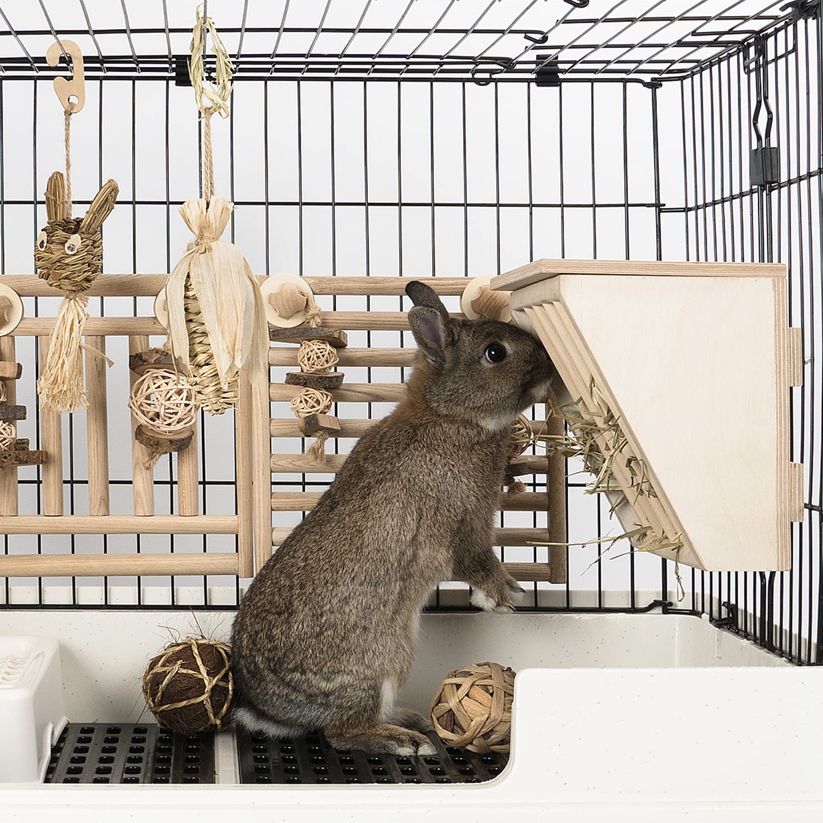 Niteangel Pet Wooden Hay Manger With Seat, Large Size, 9-7/8'' X 6-3/4'' X 8'' (Plywood)