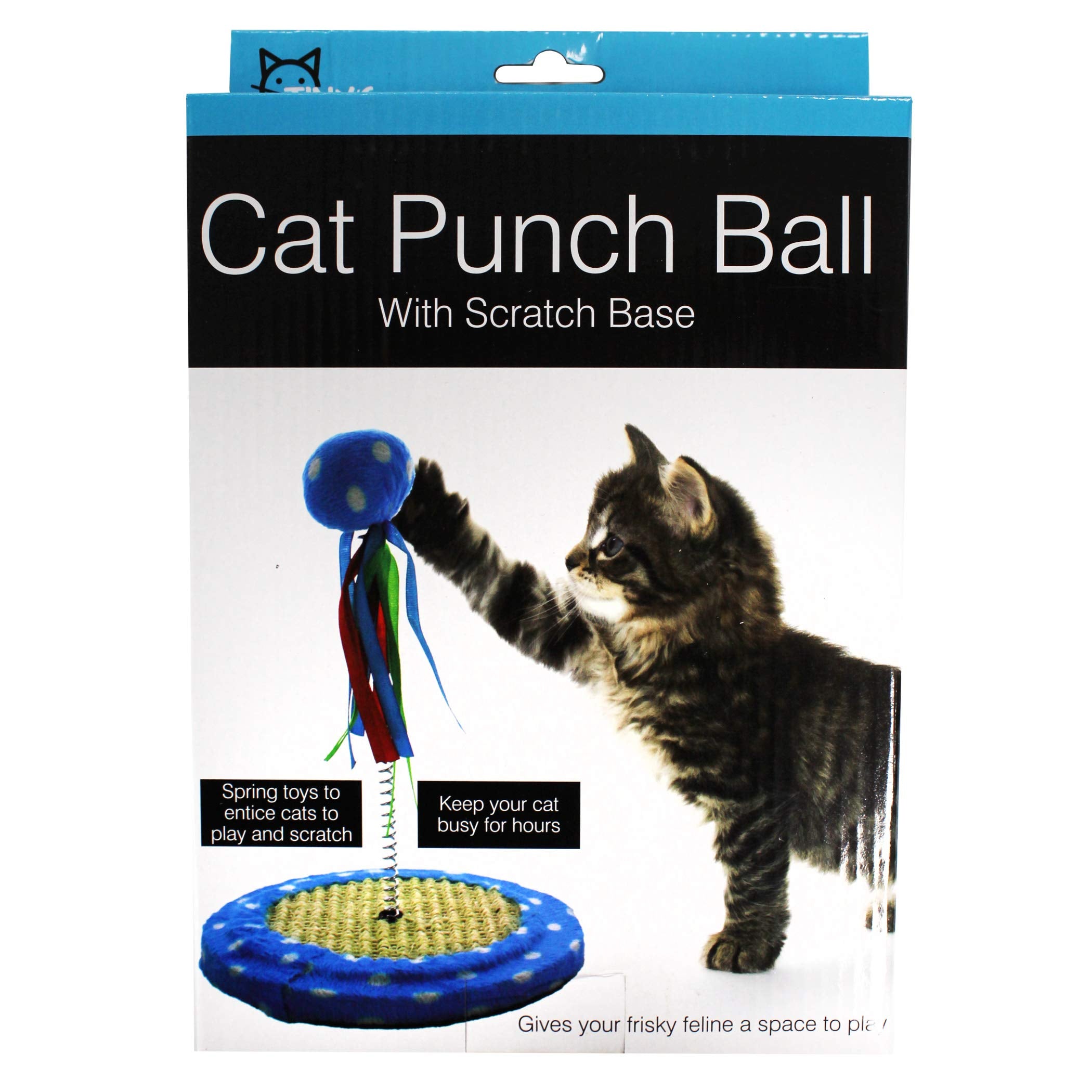 Pets First Cat Toy Punching Bag Ball Fun Activity With Scratching Board - Entertain Your Pet- Great Exercise