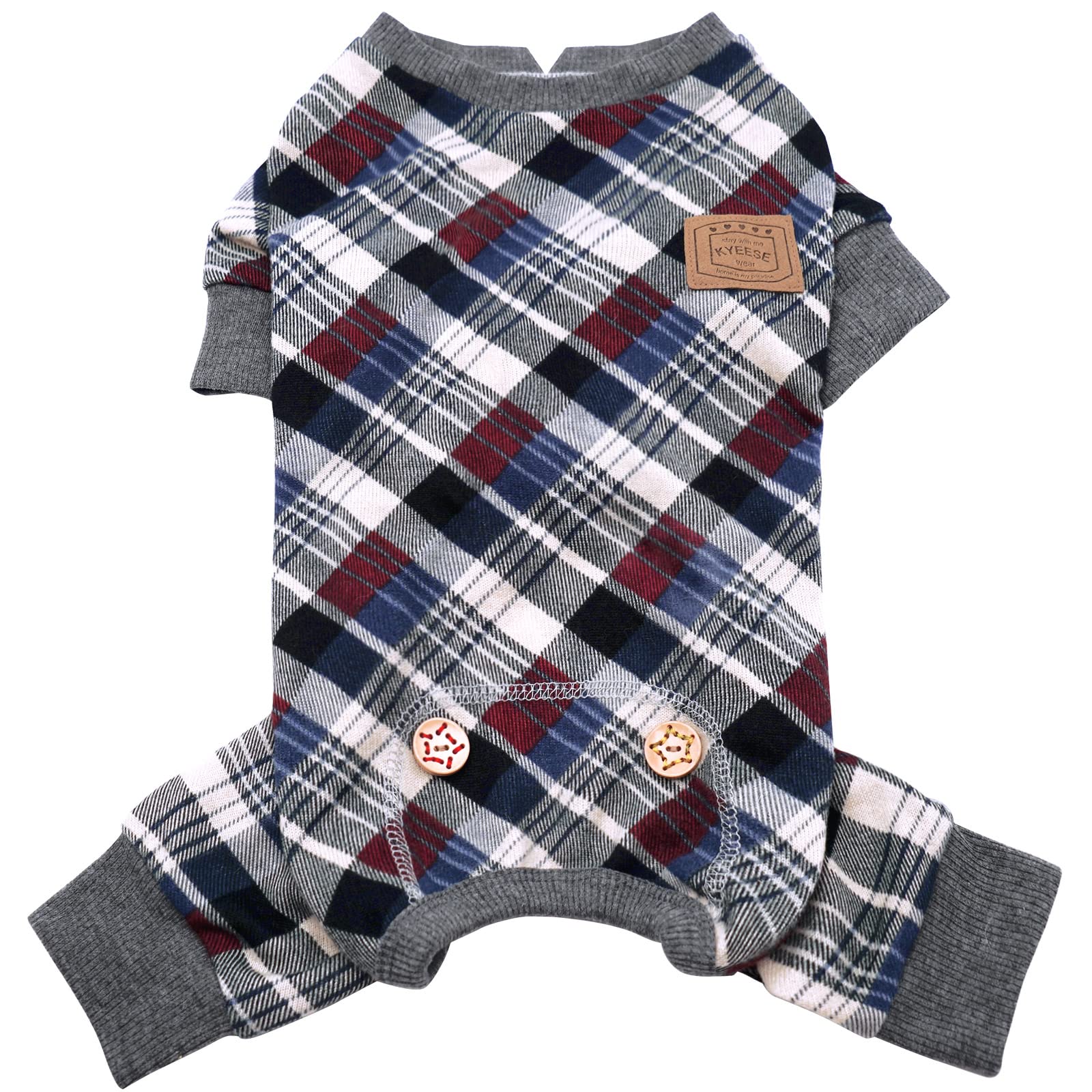 Kyeese Small Dog Pajamas Plaid Soft Material Lightweight Dog Pajama Pjs