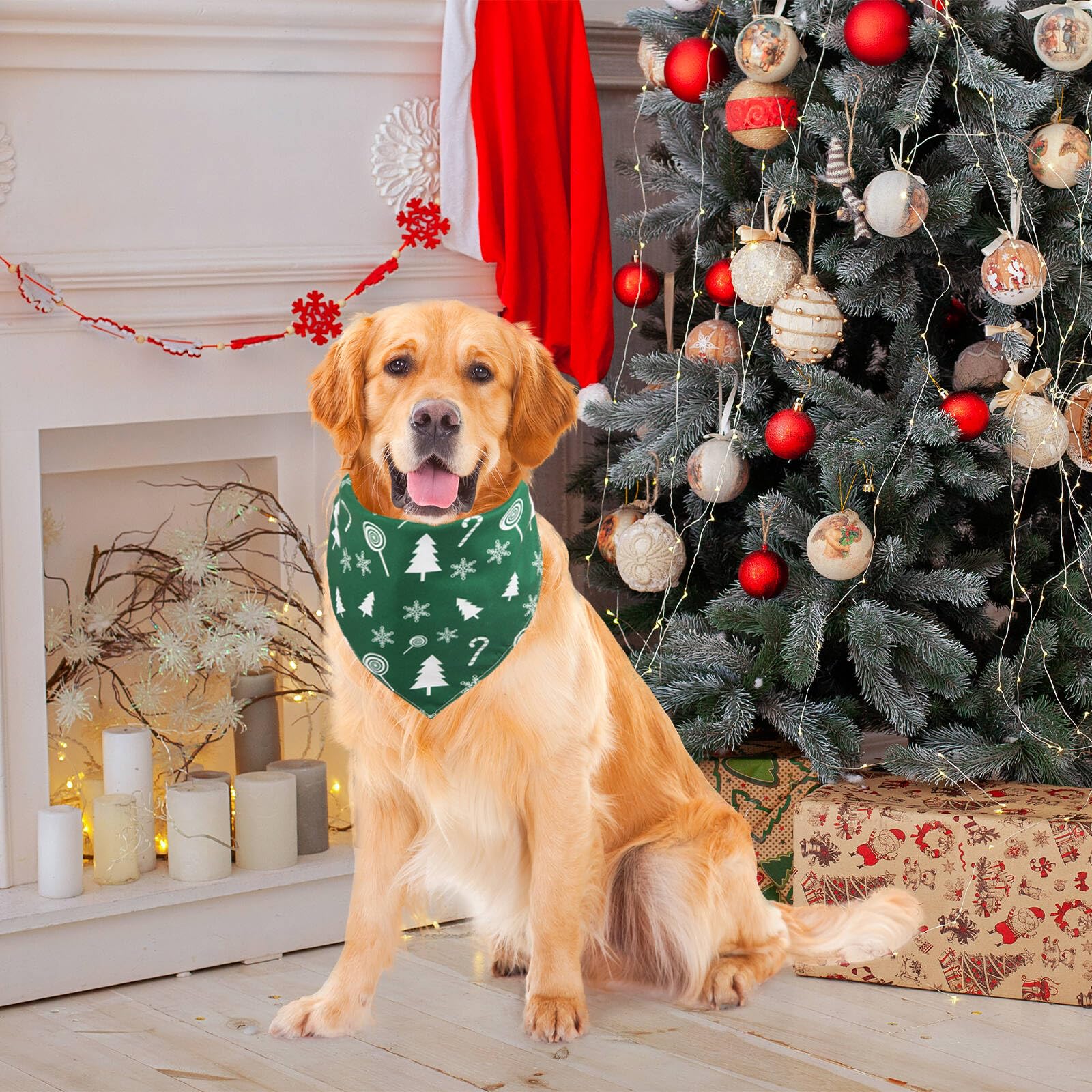 Gofshy 2 Pack Christmas Dog Bandanas, For Dog, Pet Scarf For Boy Girl, Holiday Bandana Bibs Handkerchief For Medium Large Dogs