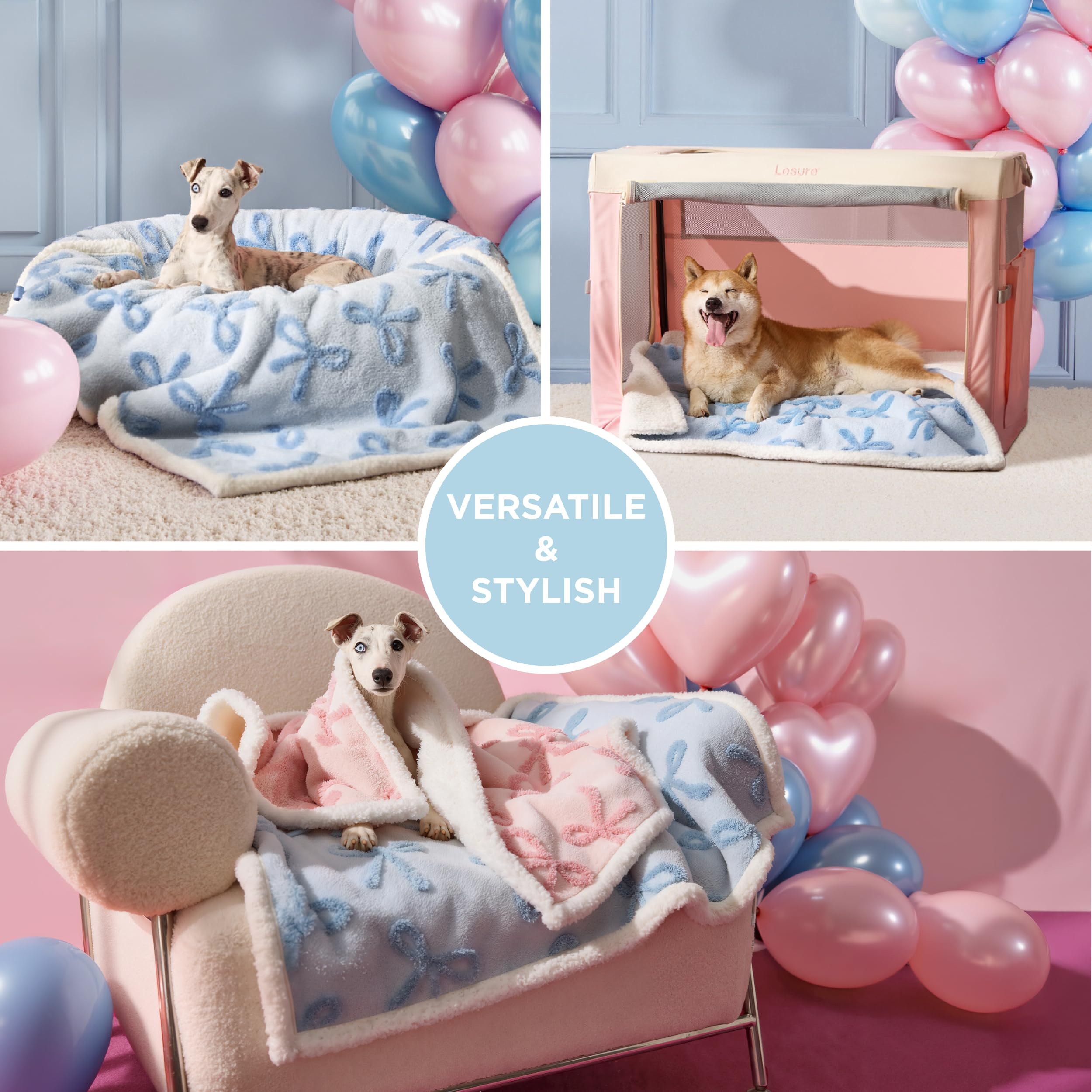 Lesure Waterproof Puppy Blanket For Medium Dogs - Washable Double Sided Dog Blankets With Warm Jacquard Shag And Soft Sherpa Fle