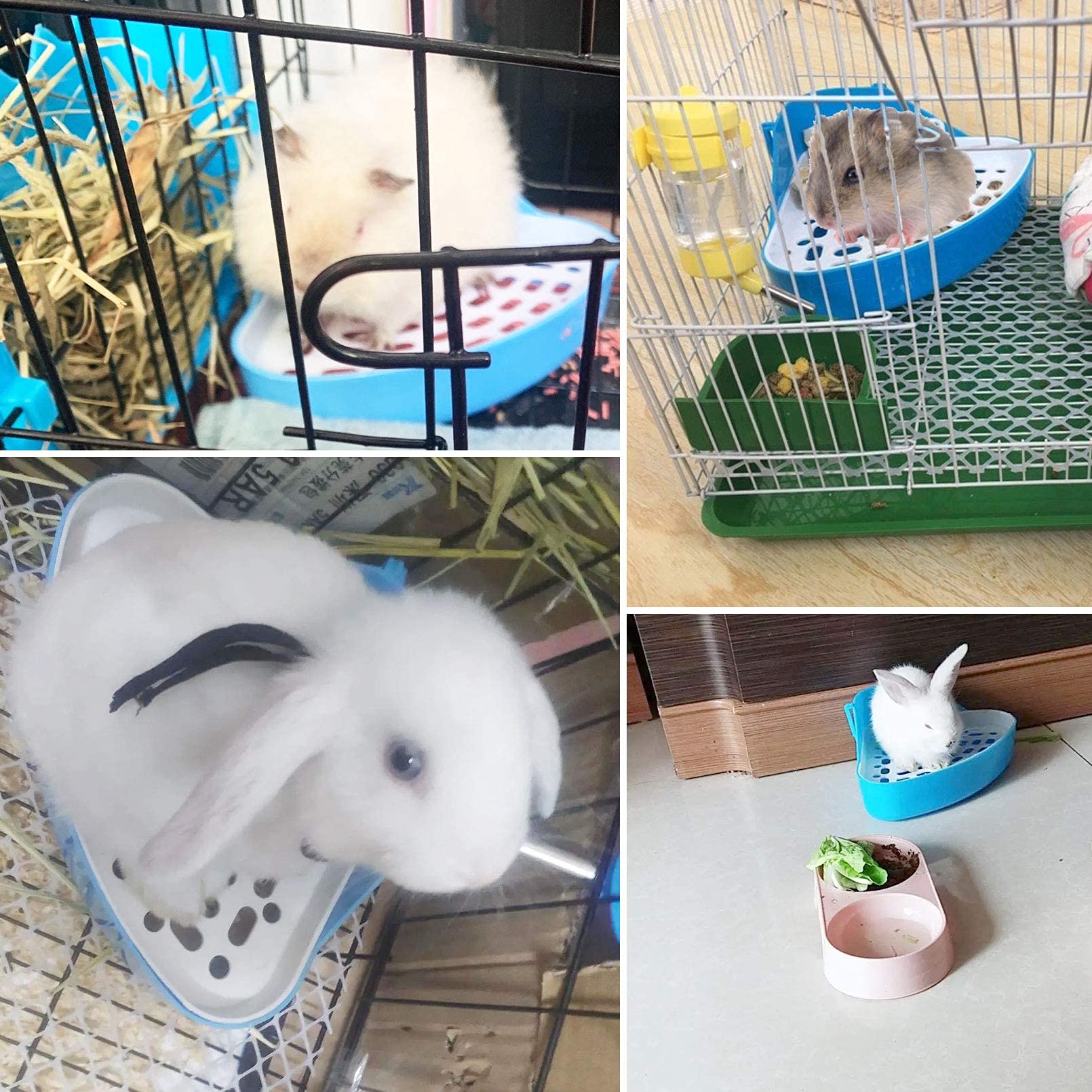 kathson Blue Triangle Potty Trainer for Small Pets - Rabbit, Guinea Pig, Chinchilla, Hamster Plastic Litter Box Pan