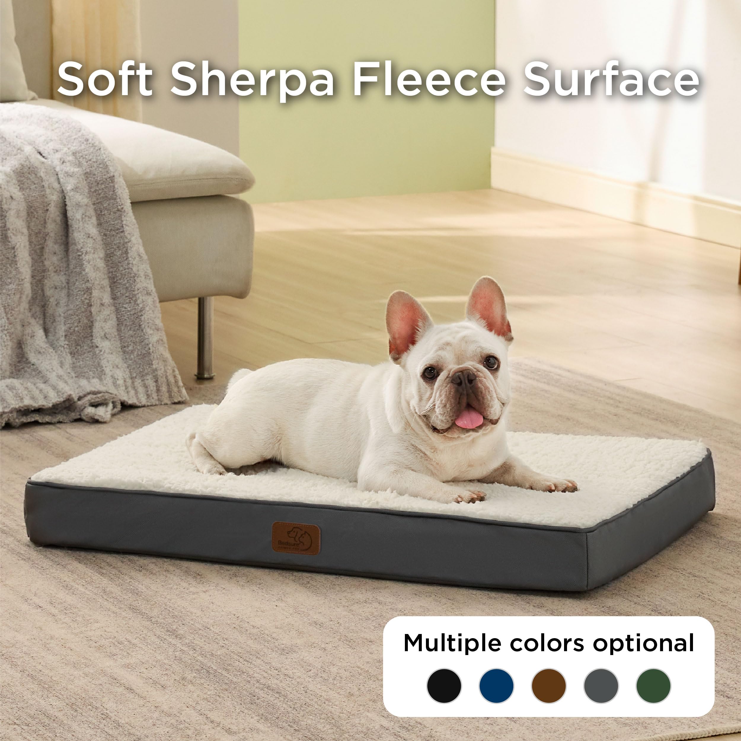 Bedsure Dog Bed For Medium Dogs - Orthopedic Waterproof Puppy Beds With Removable Washable Cover, Egg Crate Foam Pet Mat, Suitable For Pet Up To 35 Lbs