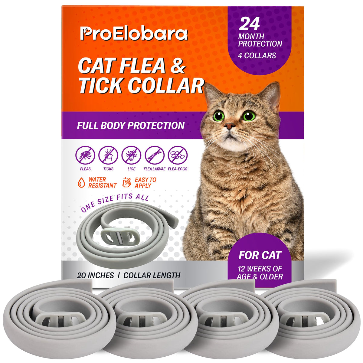 Flea And Tick Prevention Collars For Cats: Effective Pet Flea & Tick Treatment For Cats - Waterproof Adjustable Flea Tick Collar