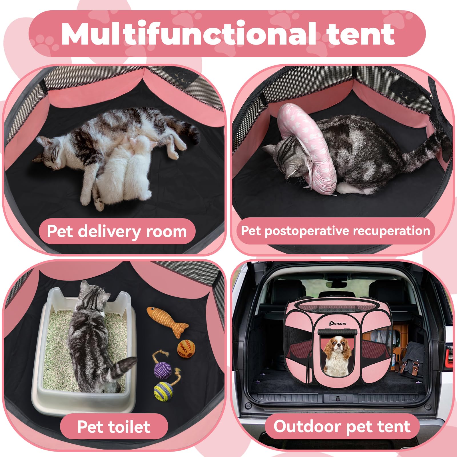 Dog Cat Playpen Indoor Outdoor For Puppy Pet Dogs Cat Recovery After Surgery, Dog Tent Crates Cage Indoor/Outdoor, Portable Pop
