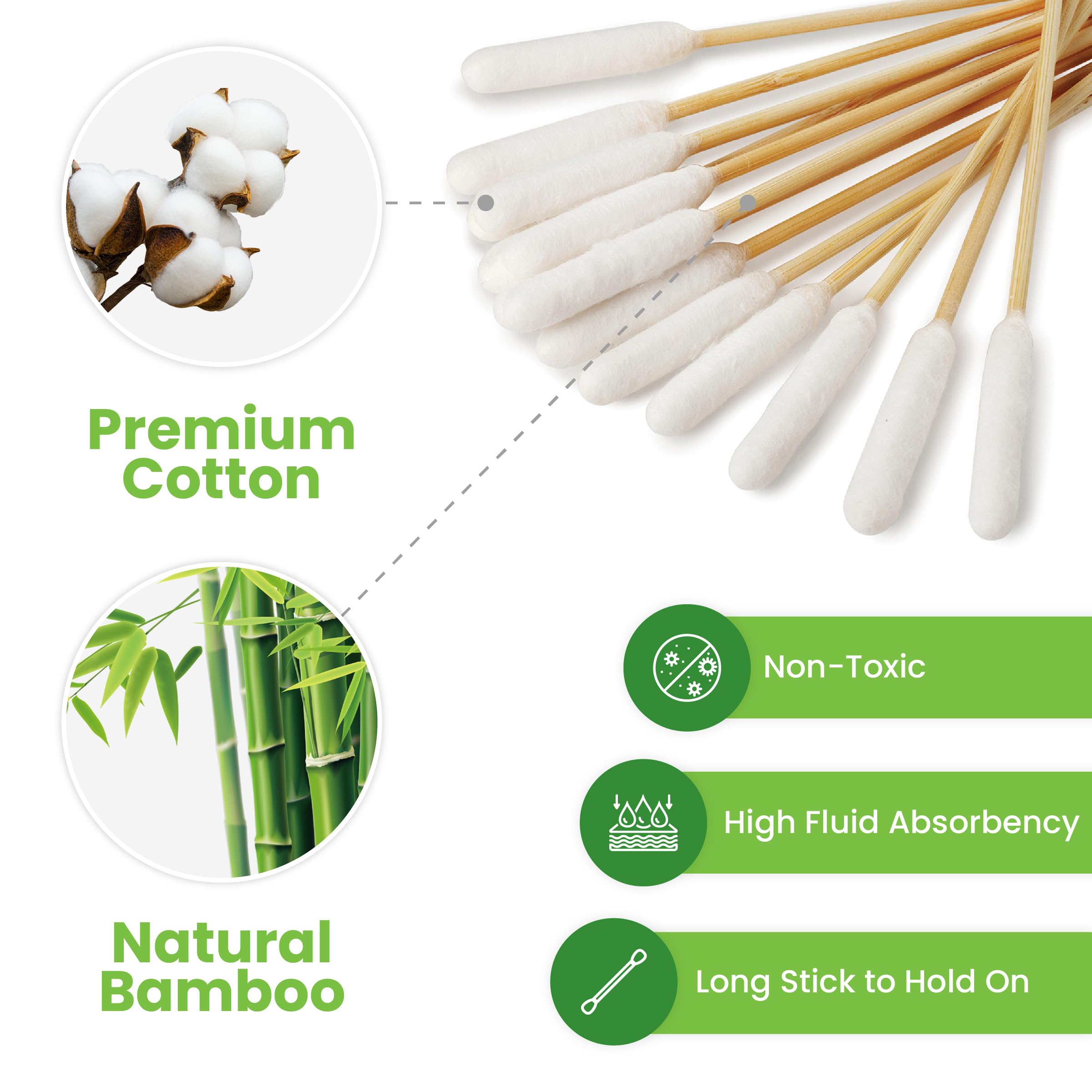 We Love Doodles Long Cotton Dog Ear Swabs | Double Sided Qtips for Dogs | Large Wooden Cleaner Balls Tool | Q Tips Swab to Flush
