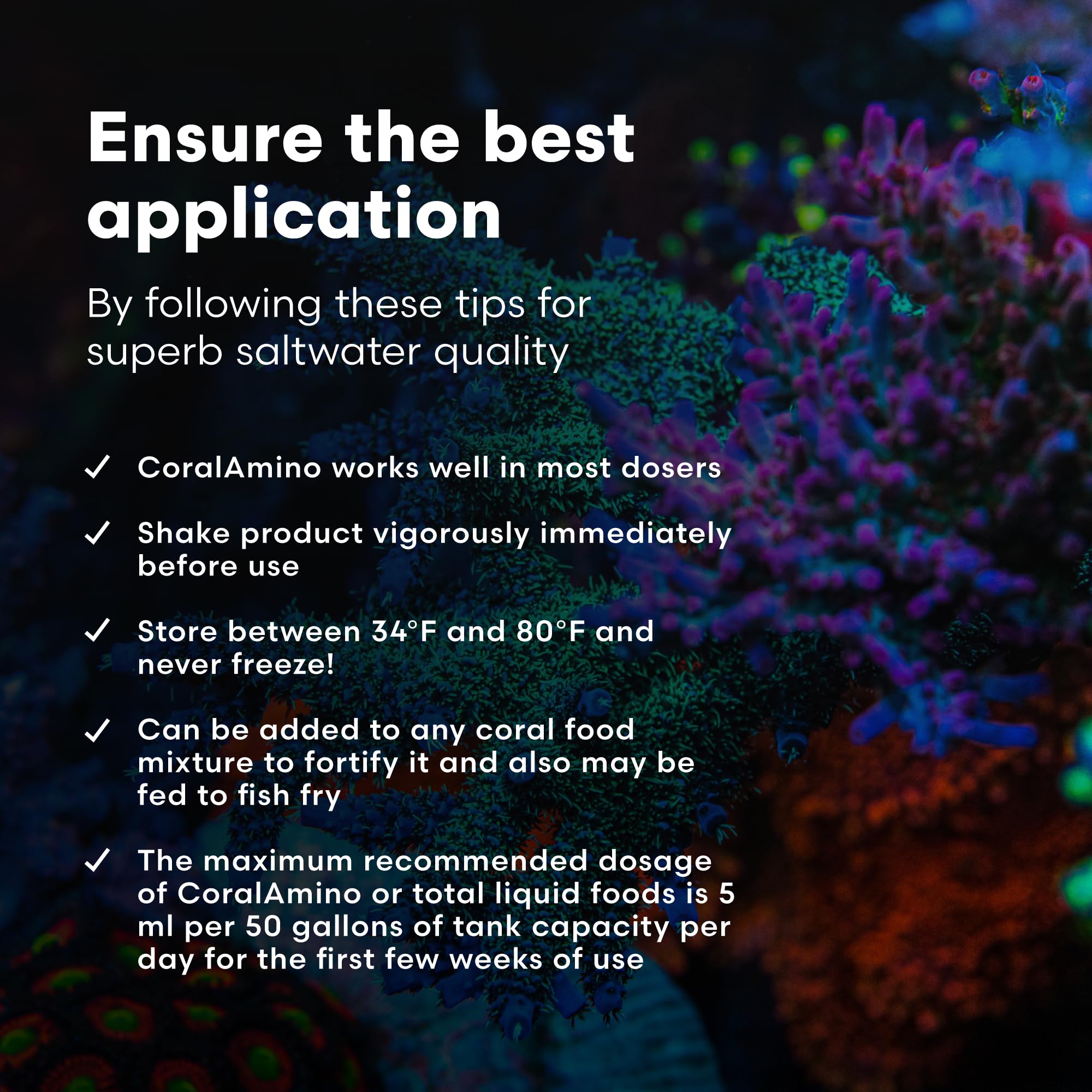 Brightwell Aquatics CoralAmino - Complex of Amino Acids for Corals - Coral Food for Aquarium Coral Growth - Saltwater Aquarium T