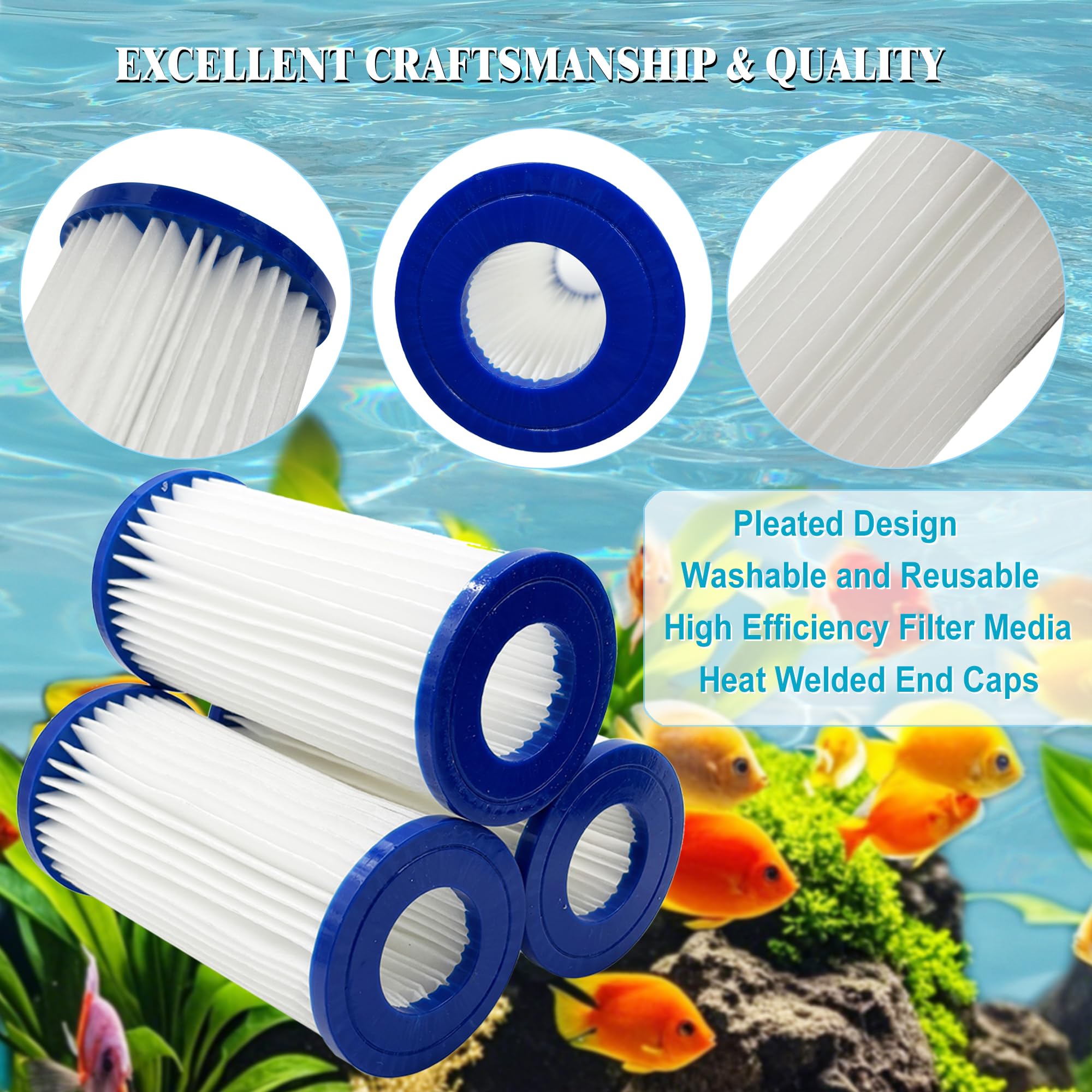 3 Pack Replacement Micron Cartridge for MarineLand Magnum Polishing Internal Canister Filter; Water Polishing Filter Cartridge C