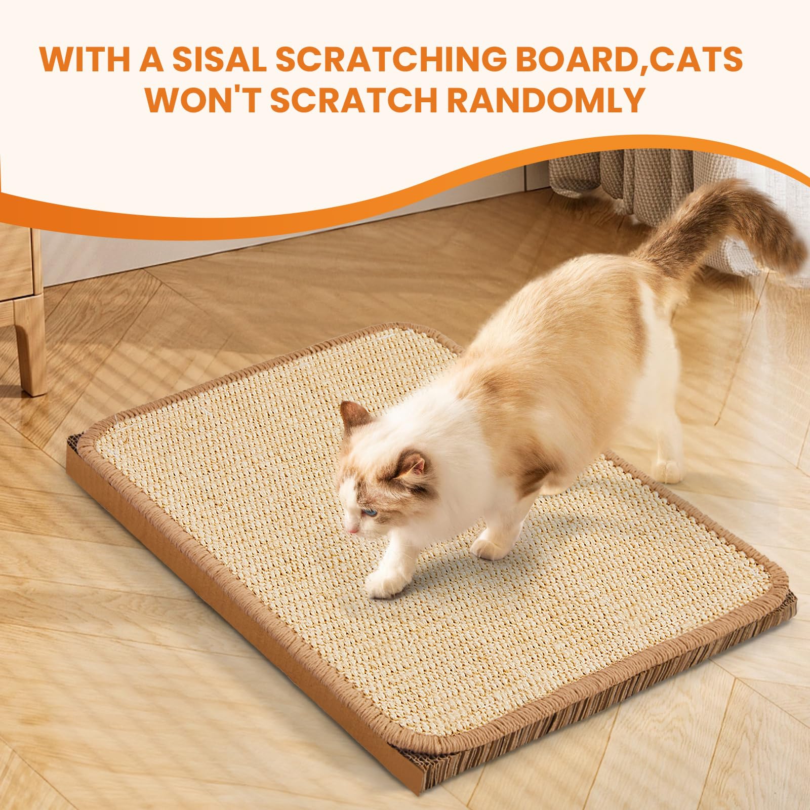 Cat Scratching Board, Corrugated Cardboard With Sisal Pad, 3 In1 Cat Scratch Pad With Box, Cardboard Scratch Boxes For Large Siz