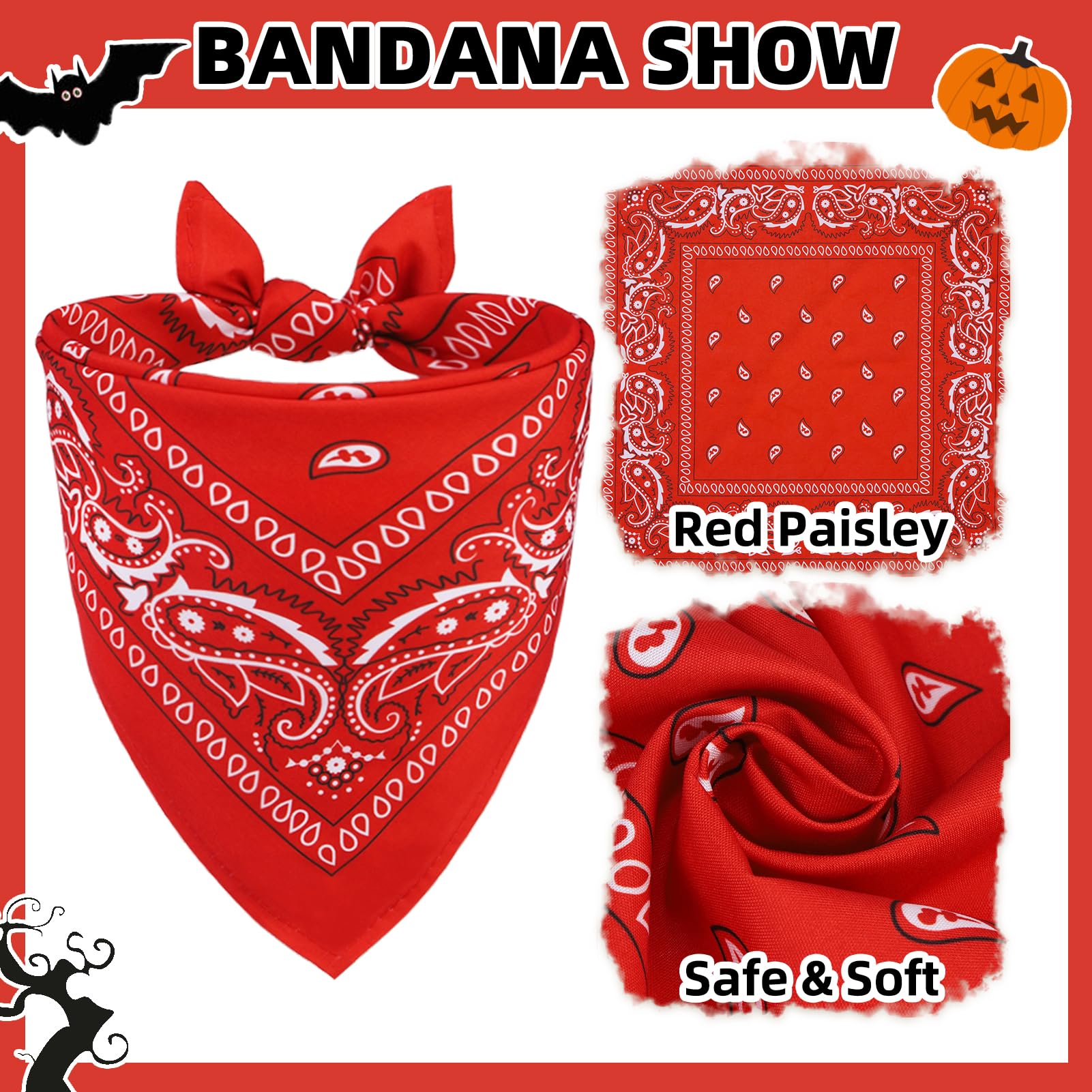 Pupteck Paisley Dog Bandana Outfit Scarf With Cute Doggy Cowboy Hat, Halloween Costume Decorations Supplies For Small Medium Lar