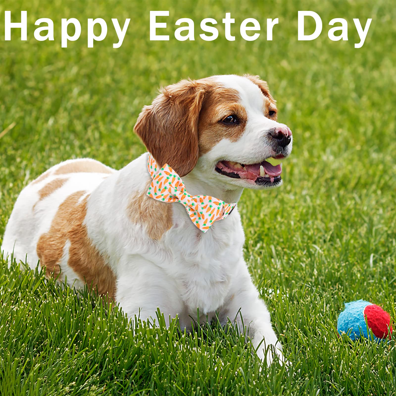 Unique Style Paws Easter Day Dog Collar With Bow Tie Blue Pink Grid Puppy Collar For Small Medium Large Boys Girls-Xl
