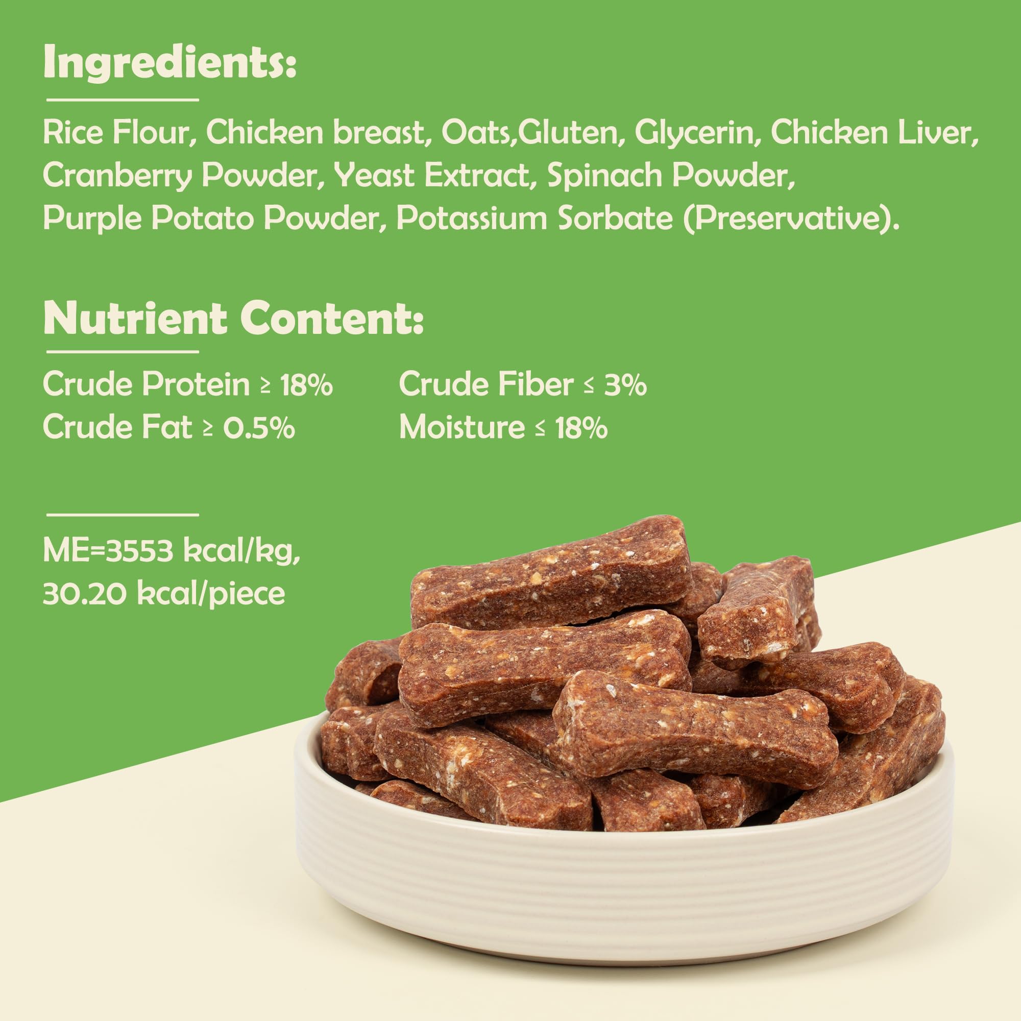 MON2SUN Dog Treats 2 Inch Chicken & Oat Treats with Cranberry Powder, Crunchy Biscuits for Small Dogs, Training Rewards, 21.16 o