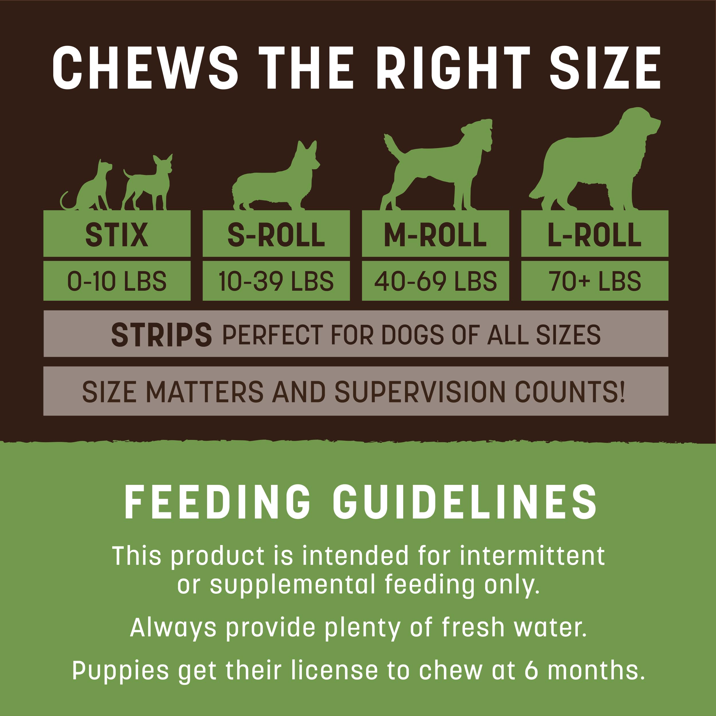 Earth Animal No Hide Chews - Long Lasting Rawhide Free Medium Dog Chews Rolls, Pork - 3 Count Value Pack