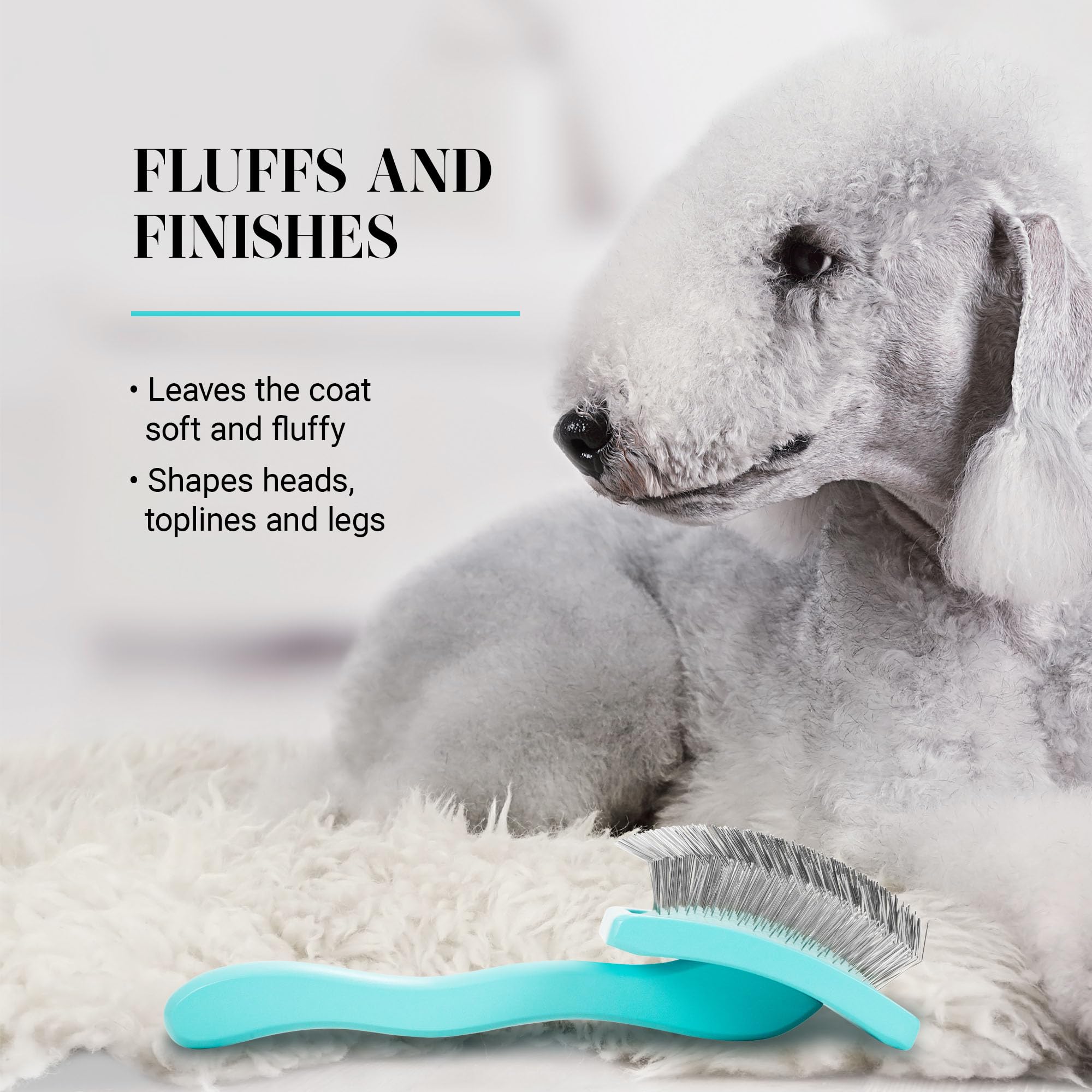 Chris Christensen Big G Dog Slicker Brush For Dogs (Goldendoodles, Labradoodles, Poodles), Groom Like A Professional, Fluff Detangle Style, Saves Time Energy, Teal, Medium