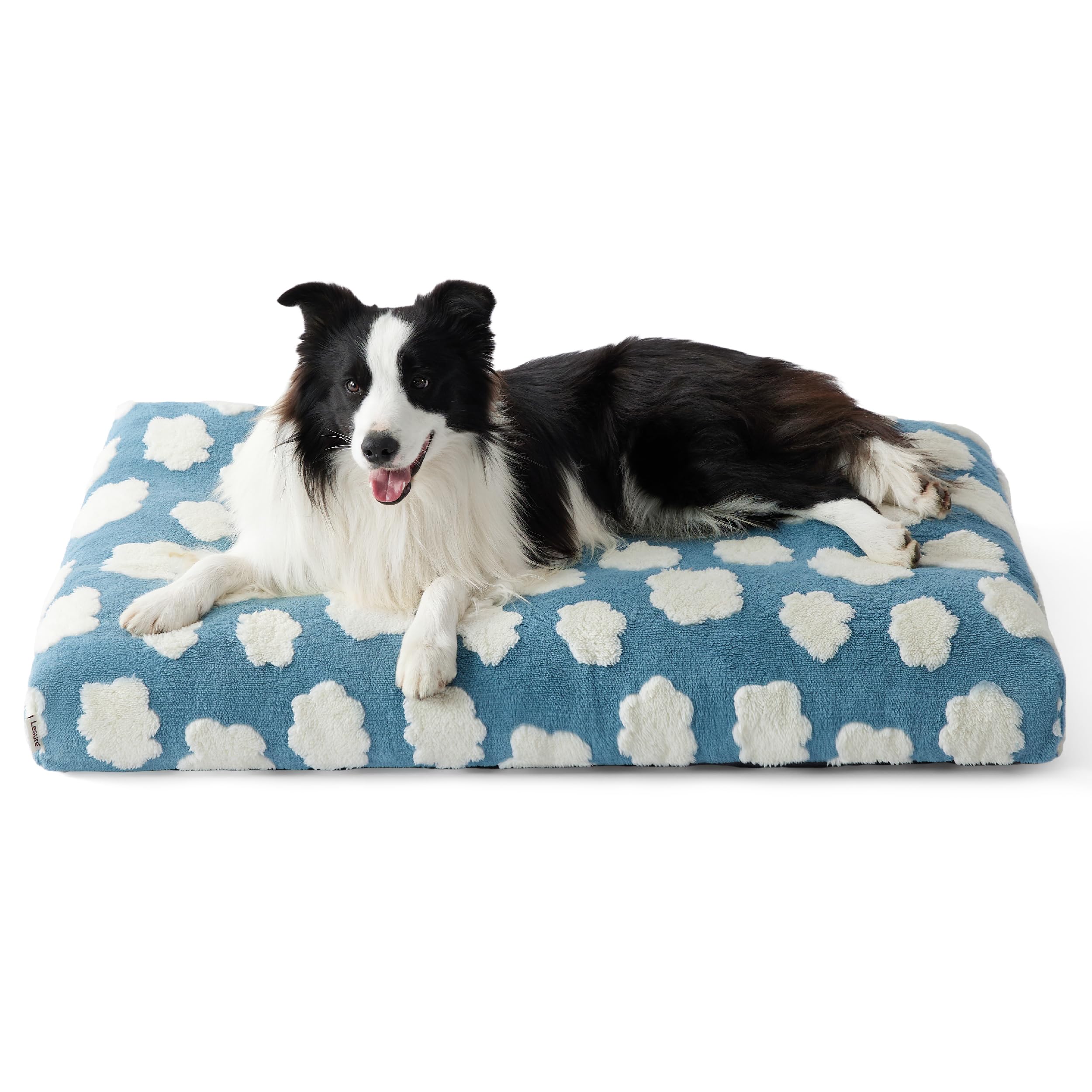 Lesure Cute Large Dog Bed For Crate-Thick Shredded Chopped Foam Pet Bed Indoor With Removable Washable Cover, Modern Fuzzy Plush