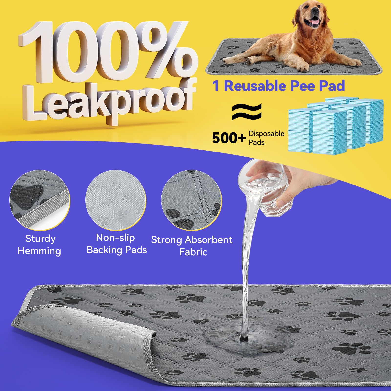 Stainless Steel Dog Grass Pad With Tray, 28' X 20' Dog Litter Box With 2Pcs Reusable Artificial Grass Mats, Dog Grass Potty Tr