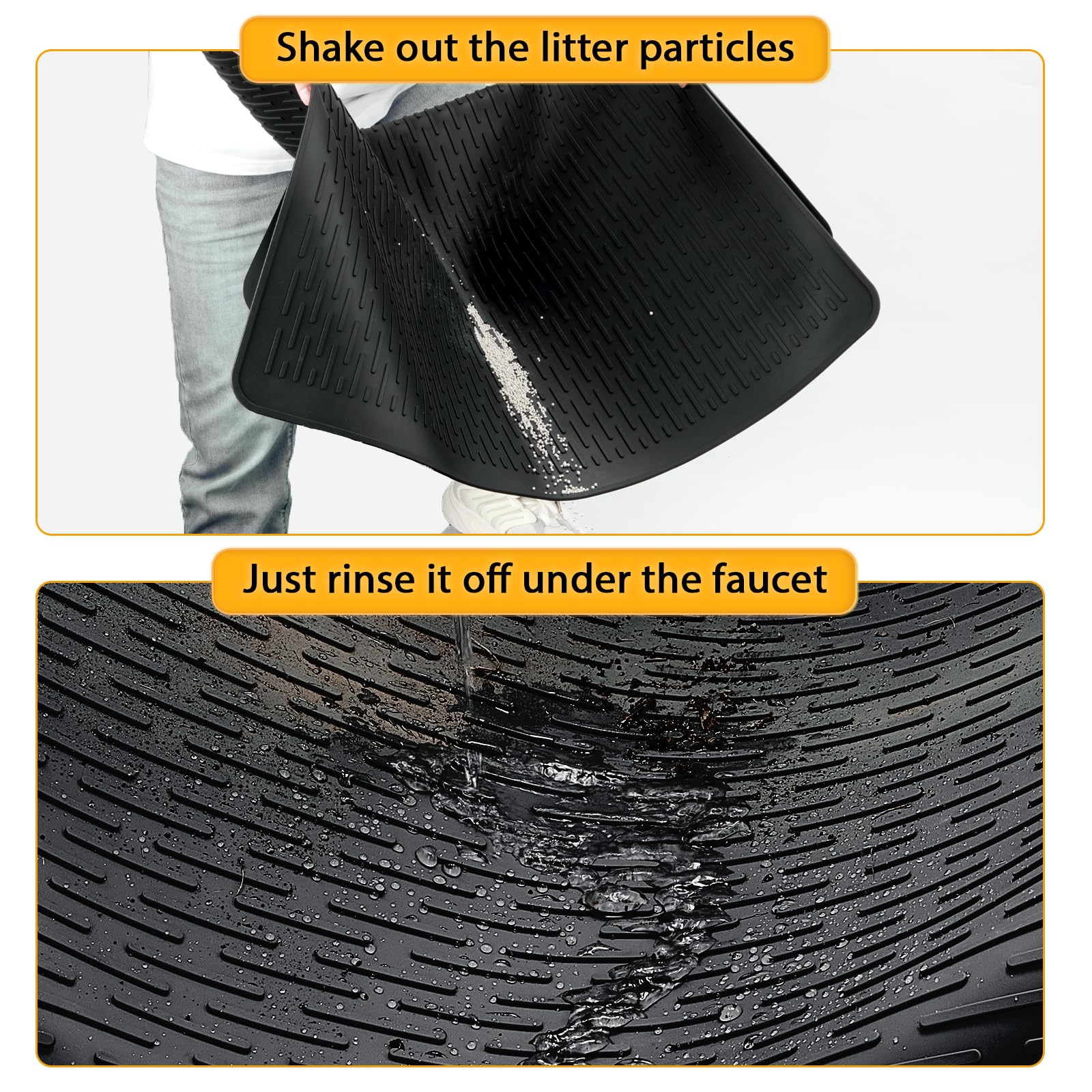 Colewin Cat Litter Mat,39X27In Waterproof Litter Mat, Large Rubber Litter Box Mat Easy To Clean,Washable Soft Cat Litters Mat Li