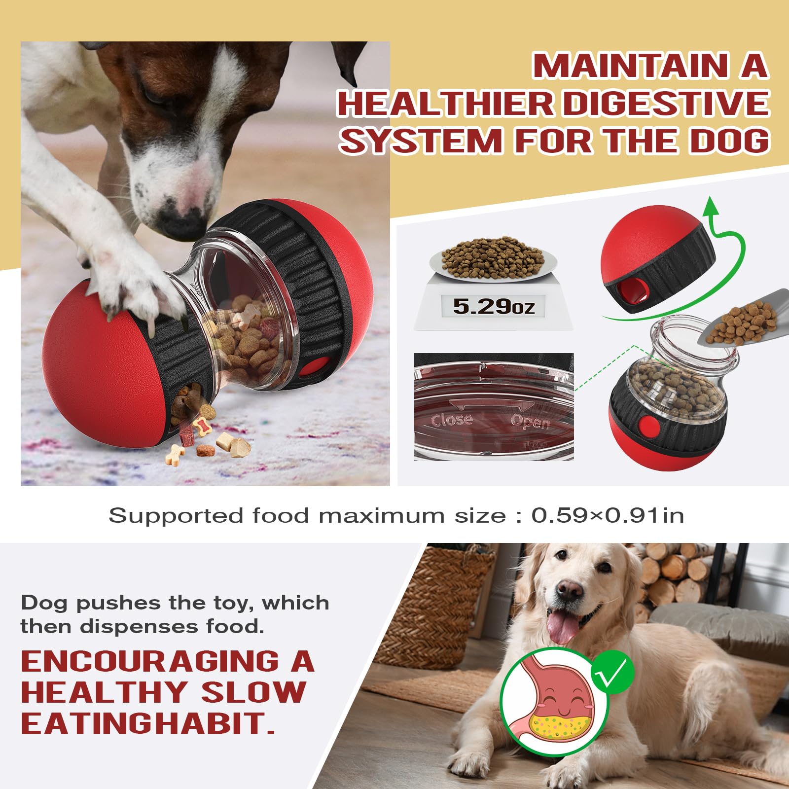Interactive Dog Puzzle Toy - Mental Stimulation Rolling Treat Dispenser Ball & Slow Feeder Bowl Combo Set | Keeps Your Beloved D