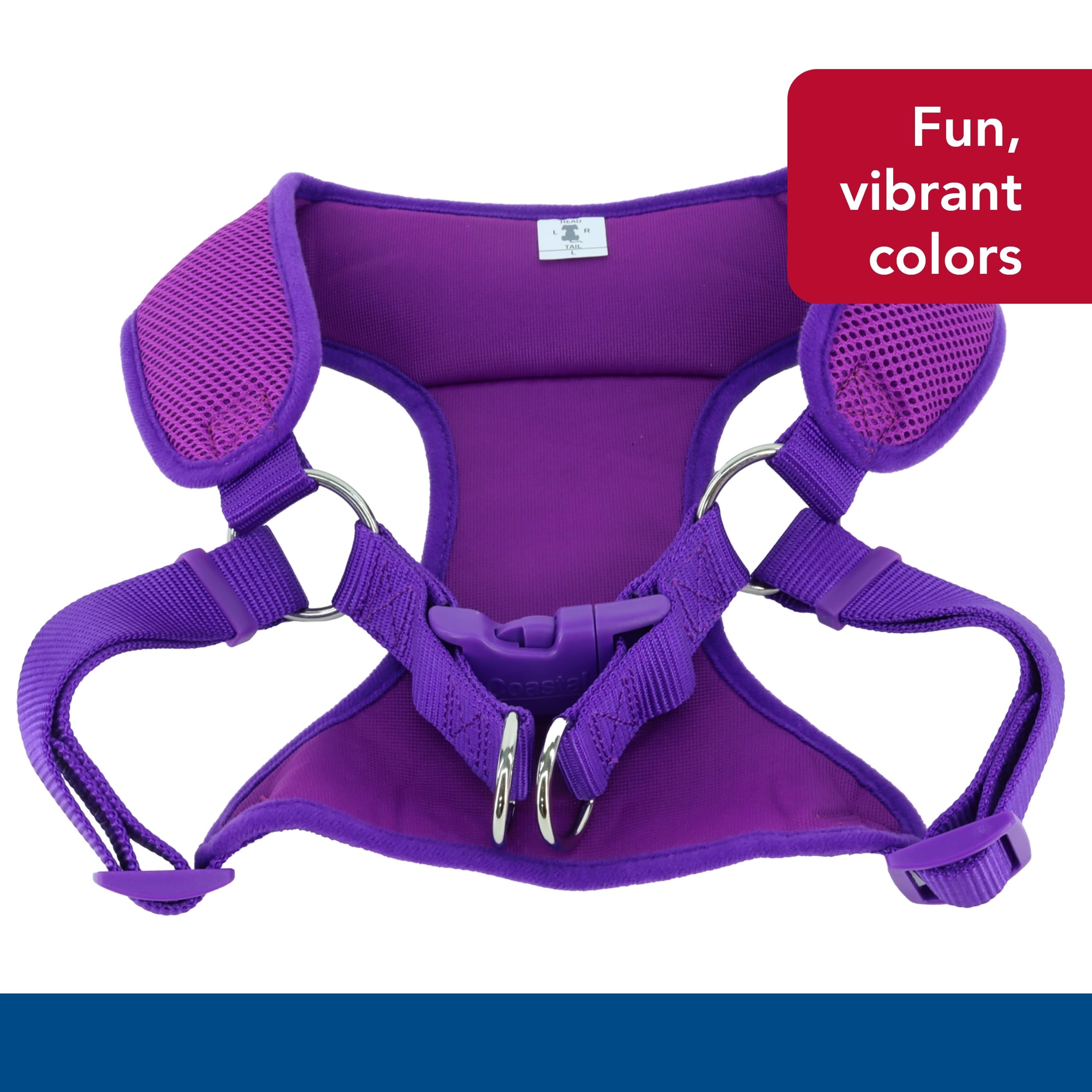 Coastal Pet Comfort Soft Wrap Adjustable Dog Harness - Comfortable Harness For Dog - Adjustable Fit - Easy Step-In Design - Breathable Fabric Mesh - Orchid, 3/8' X 11'-13'