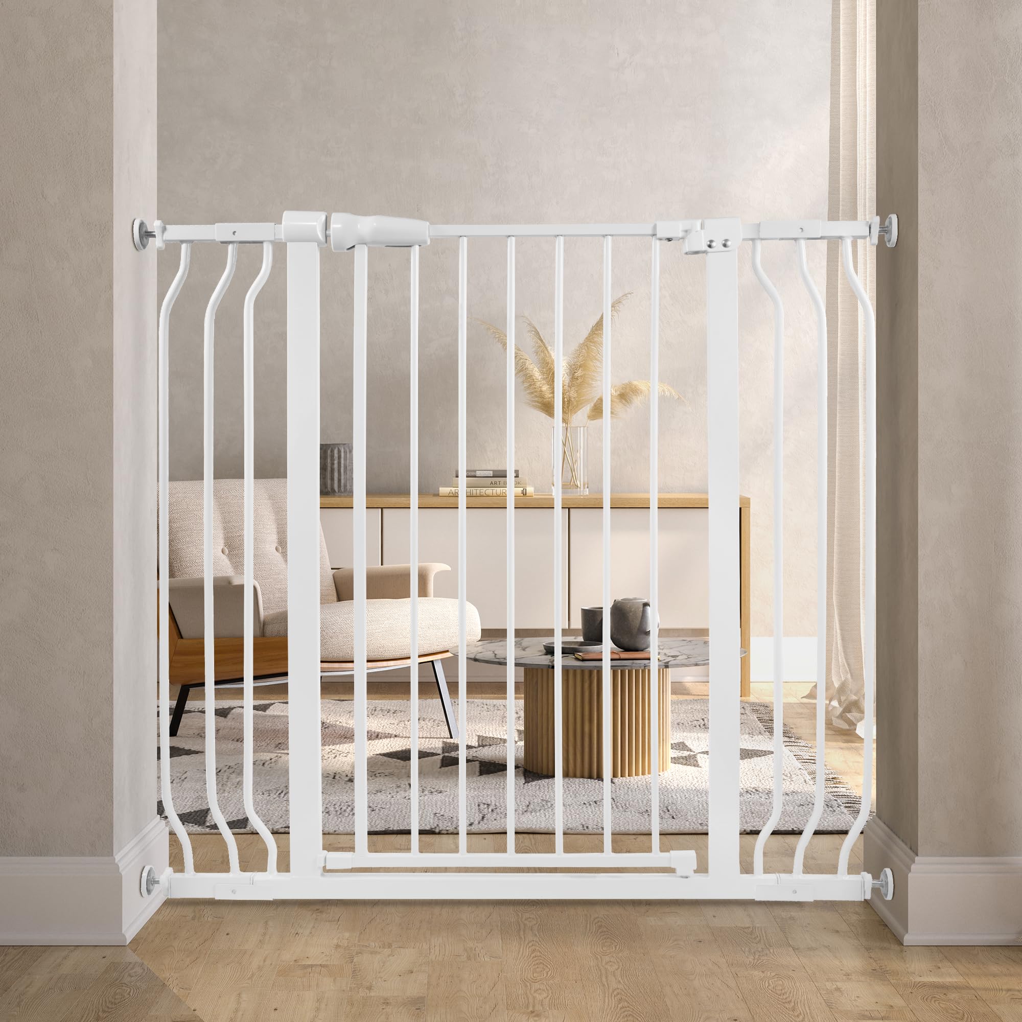 Balancefrom Easy Walk-Thru Safety Gate For Doorways And Stairways With Auto-Close/Hold-Open Features, 36-Inch Tall, Fits 29.1 - 43.3 Inch Openings, White