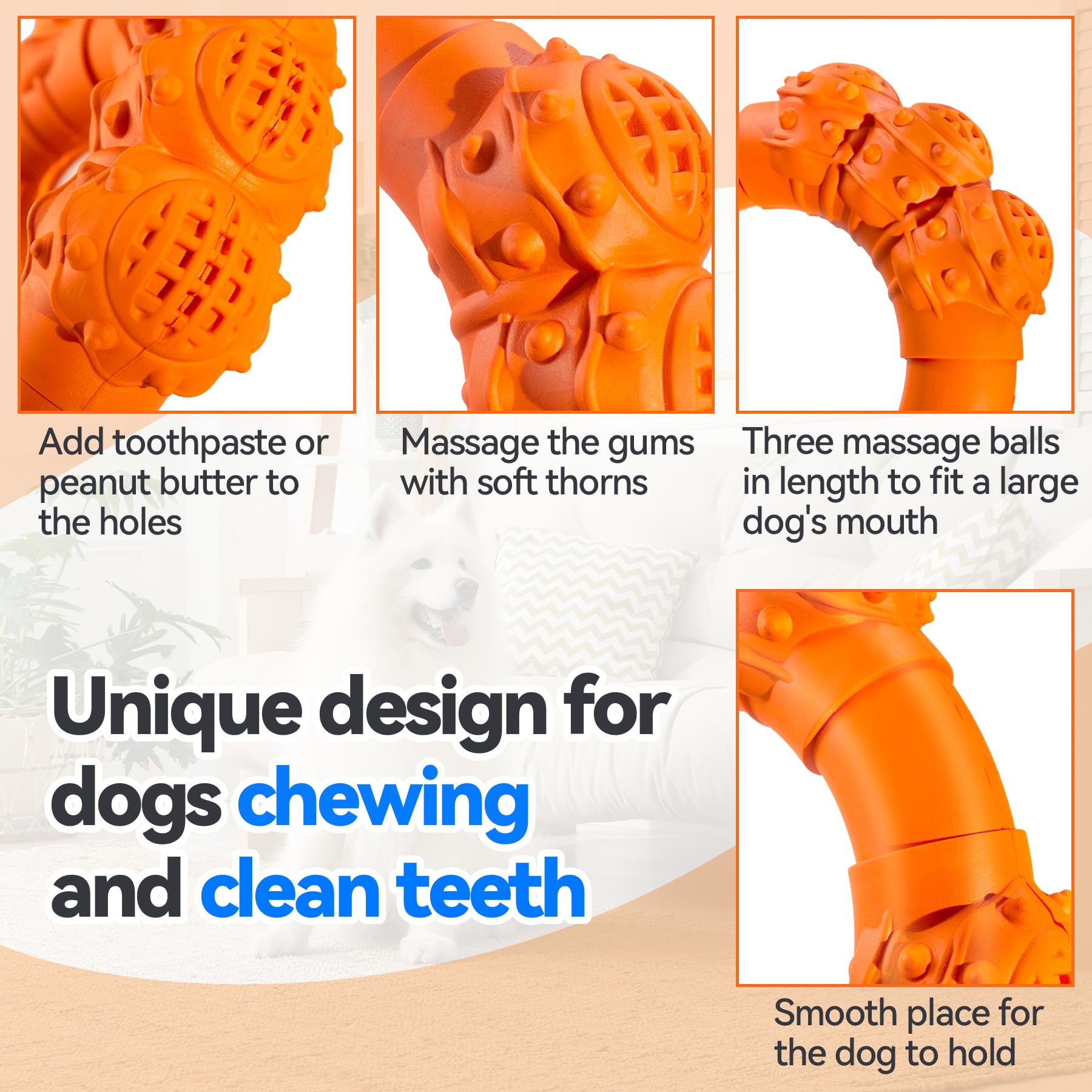 Daoziji Indestructible Dog Chew Ring Toys Aggressive Chewers Super Chewer Dog Toys Medium Large Dogs Puppy Teething Rings Relax,