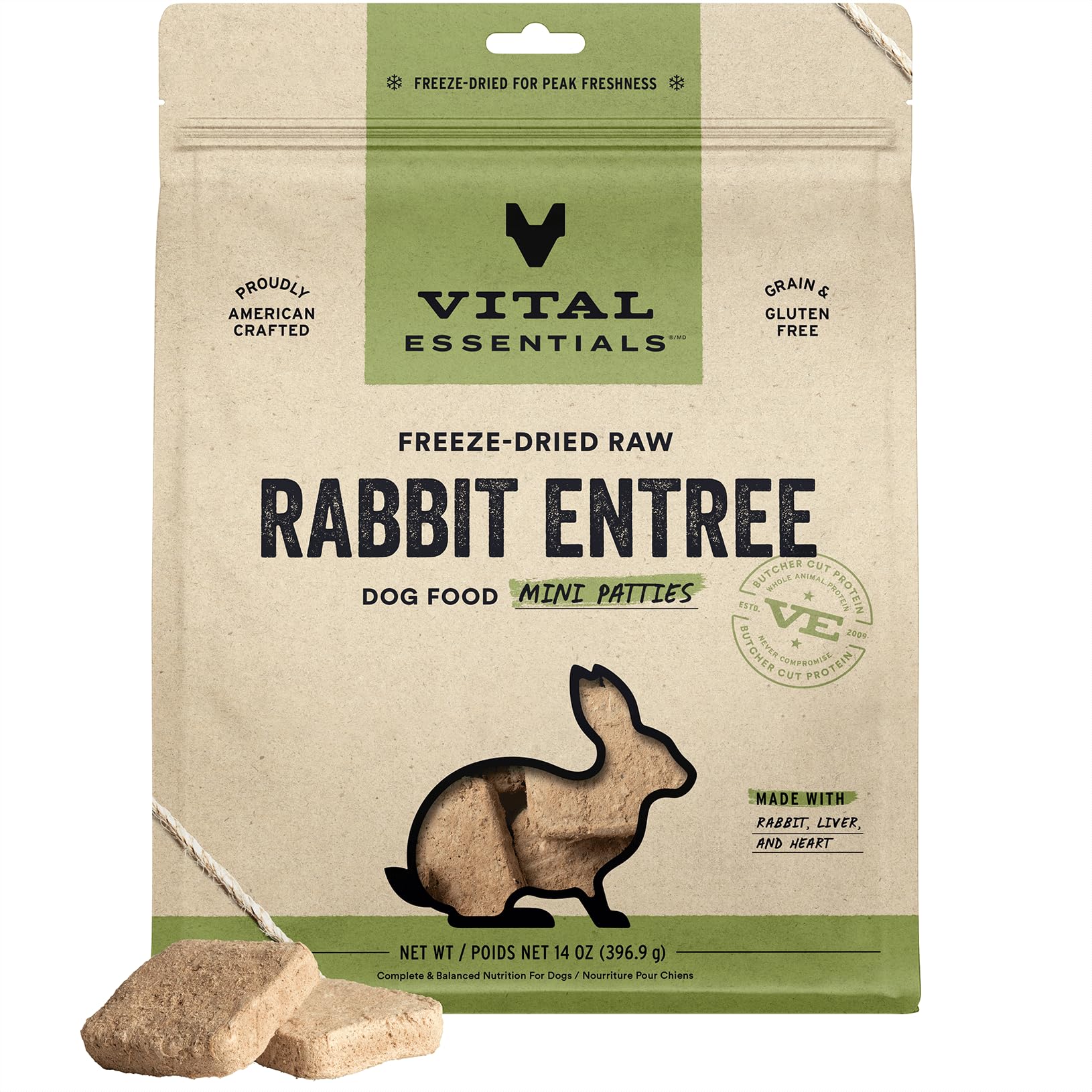 Vital Essentials Rabbit Vital Essentials Freeze Dried Raw Dog Food, Rabbit Mini Patties Entree ...
