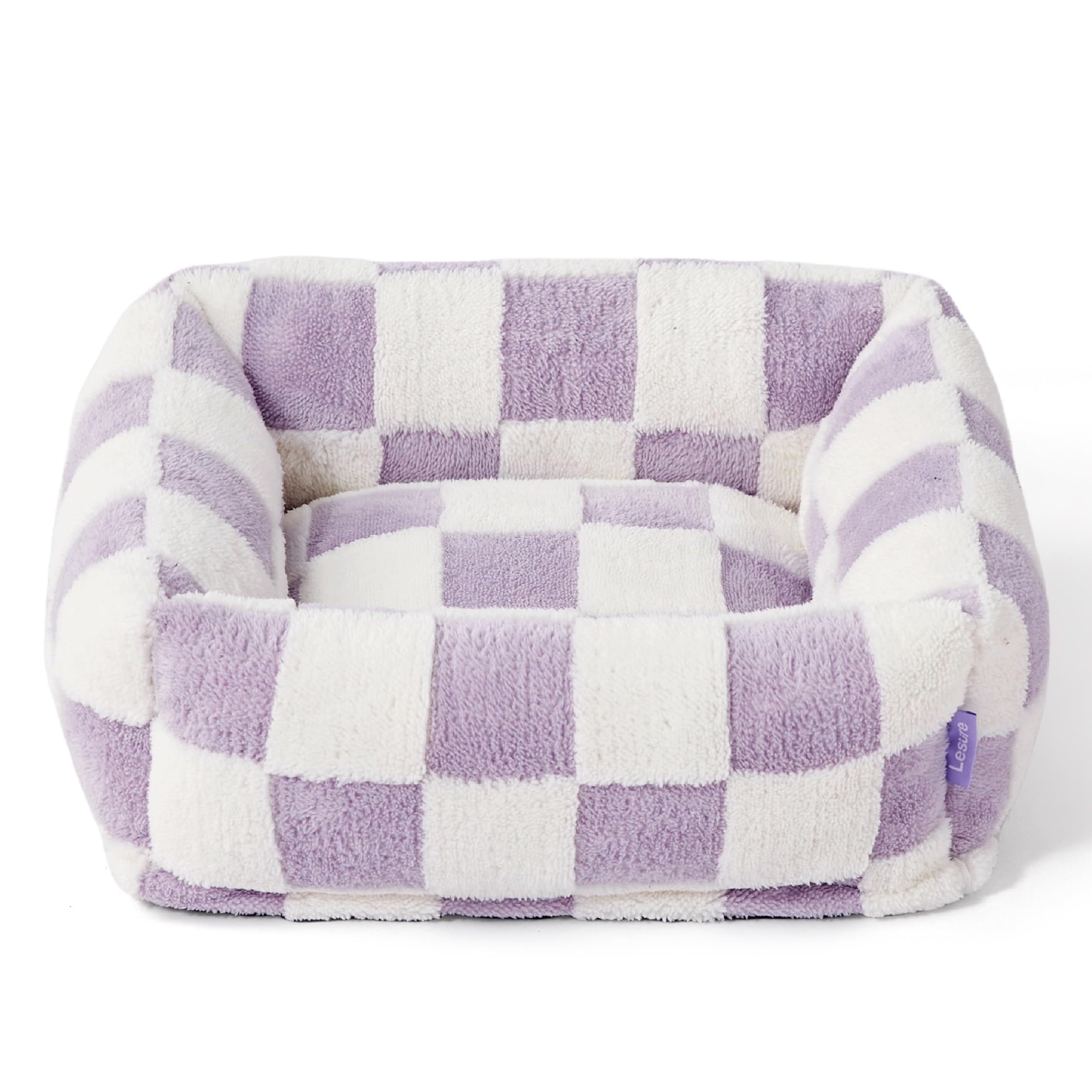 Lesure Cute Dog Bed For Small Dogs & Cats- Washable Puppy Beds,Cozy Rectangle Orthopedic Pet Sofa With Jacquard Shaggy Plush & A