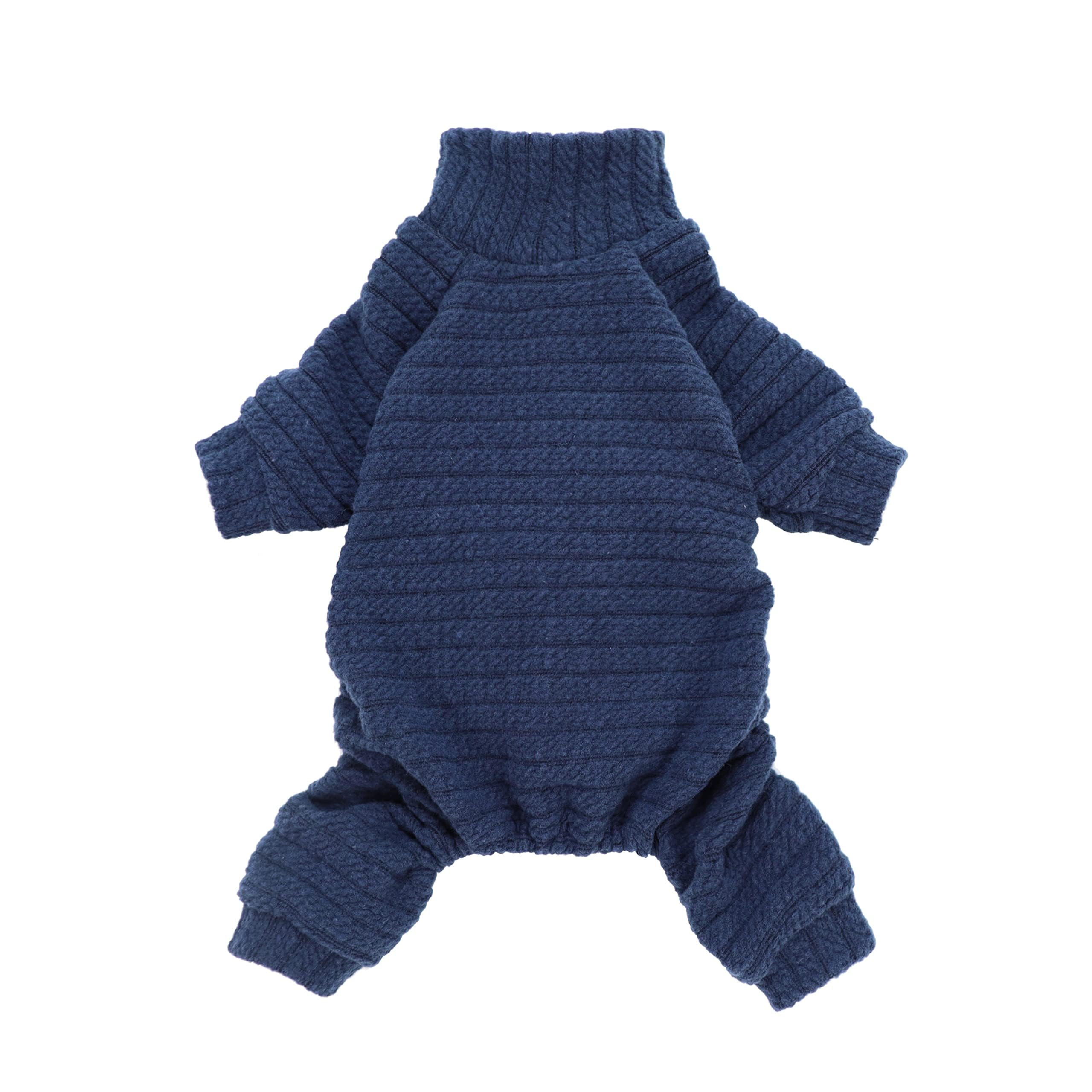 Fitwarm Turtleneck Knitted Dog Sweater Puppy Pajamas Thermal Doggie Winter Clothes Knitwear Pet Coats Cat Apparel Blue X-Small