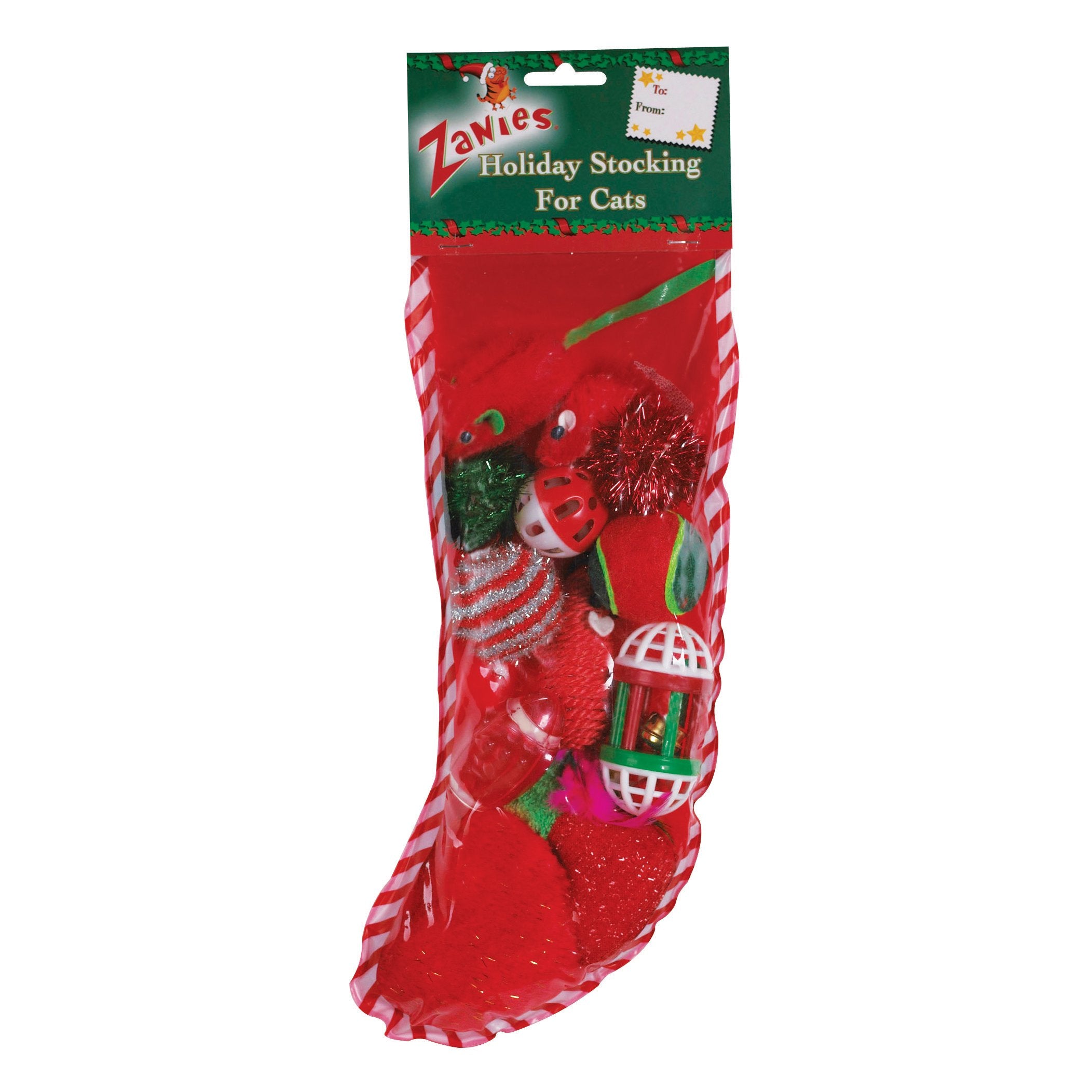 Grriggles Zanies Fun Filled Holiday Cat Stocking With Assorted Cat Toys