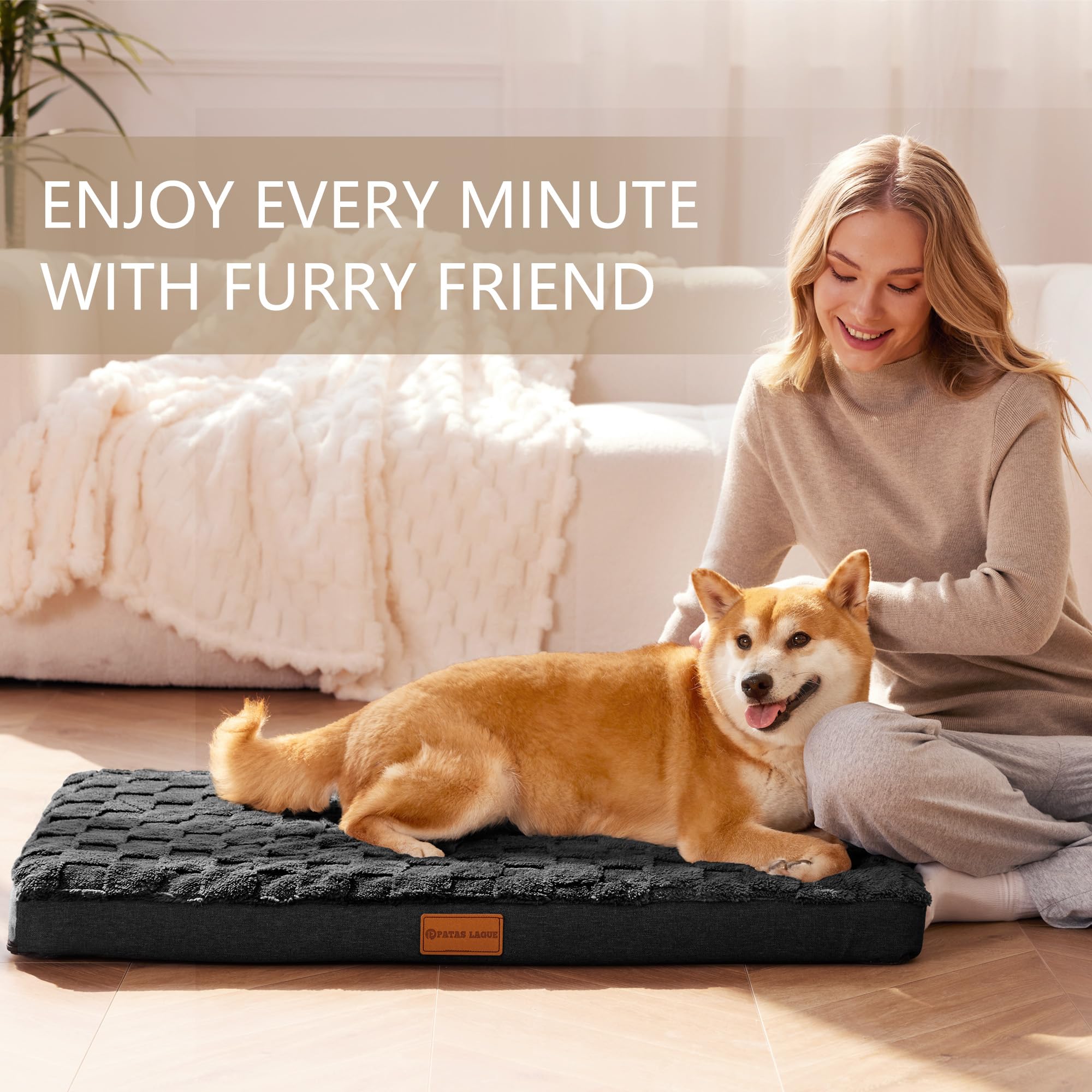 Patas Lague Orthopedic Dog Bed For Small Dogs, Waterproof Soft Warm Comfortable Egg Crate Foam Small Pet Beds Mat With Removable