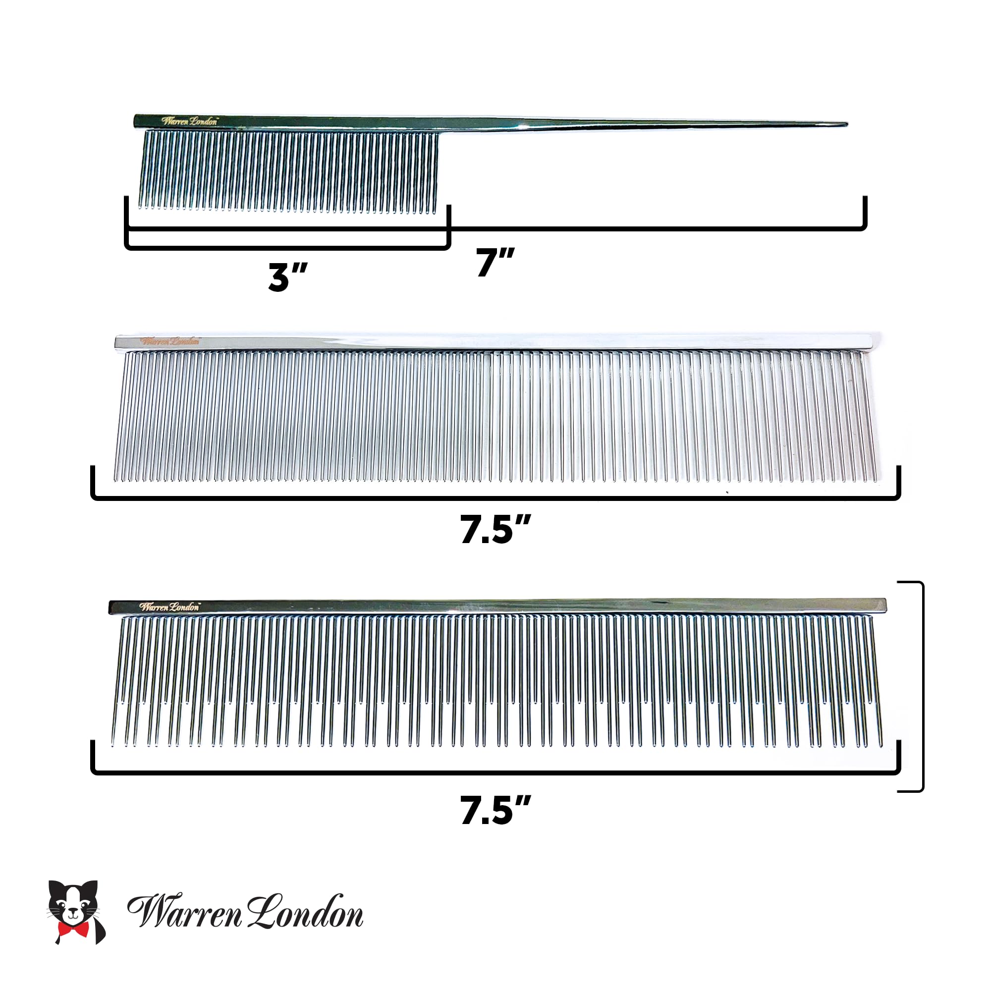 Warren London Carding Cat Comb | 7.5 Inches Made With Copper | Rounded Tips Prevent Irritation | Dual Tooth Design For Short & L