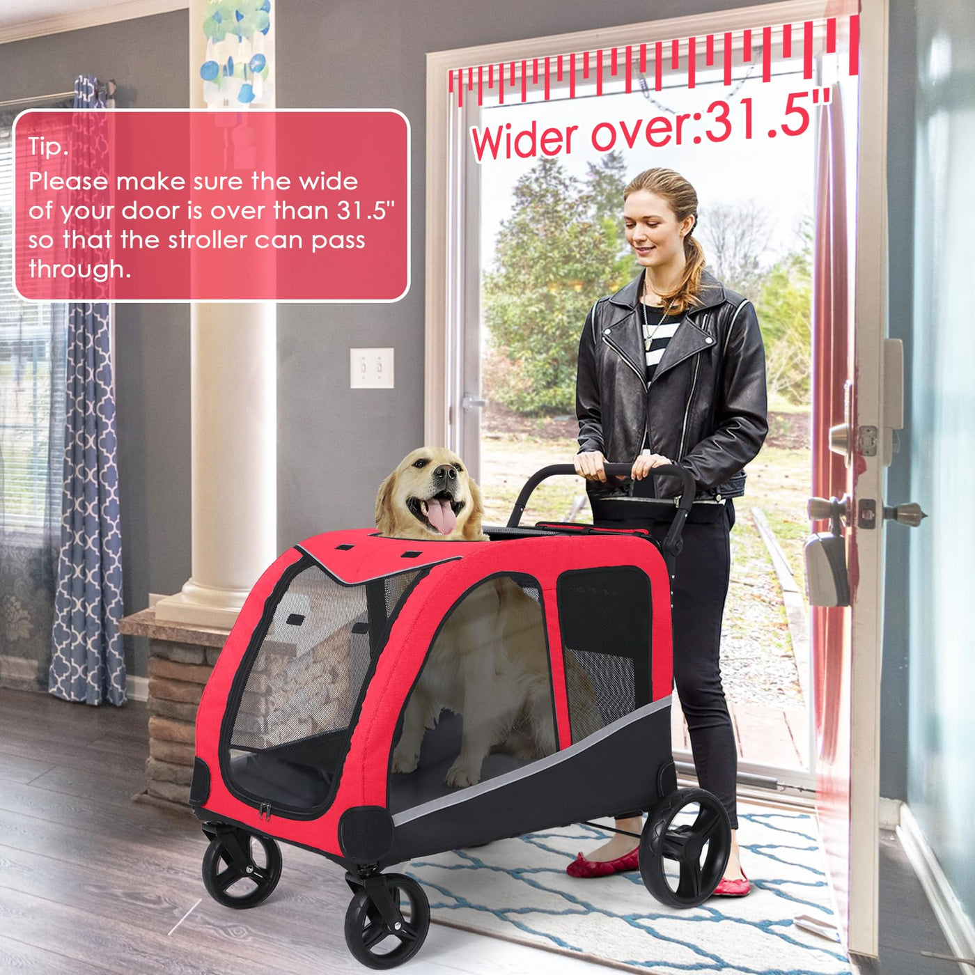 dog eagon stroller Saudism Stroller For Large Dogs, Extra Large Pet Stroller For Medium 2 – Petocart