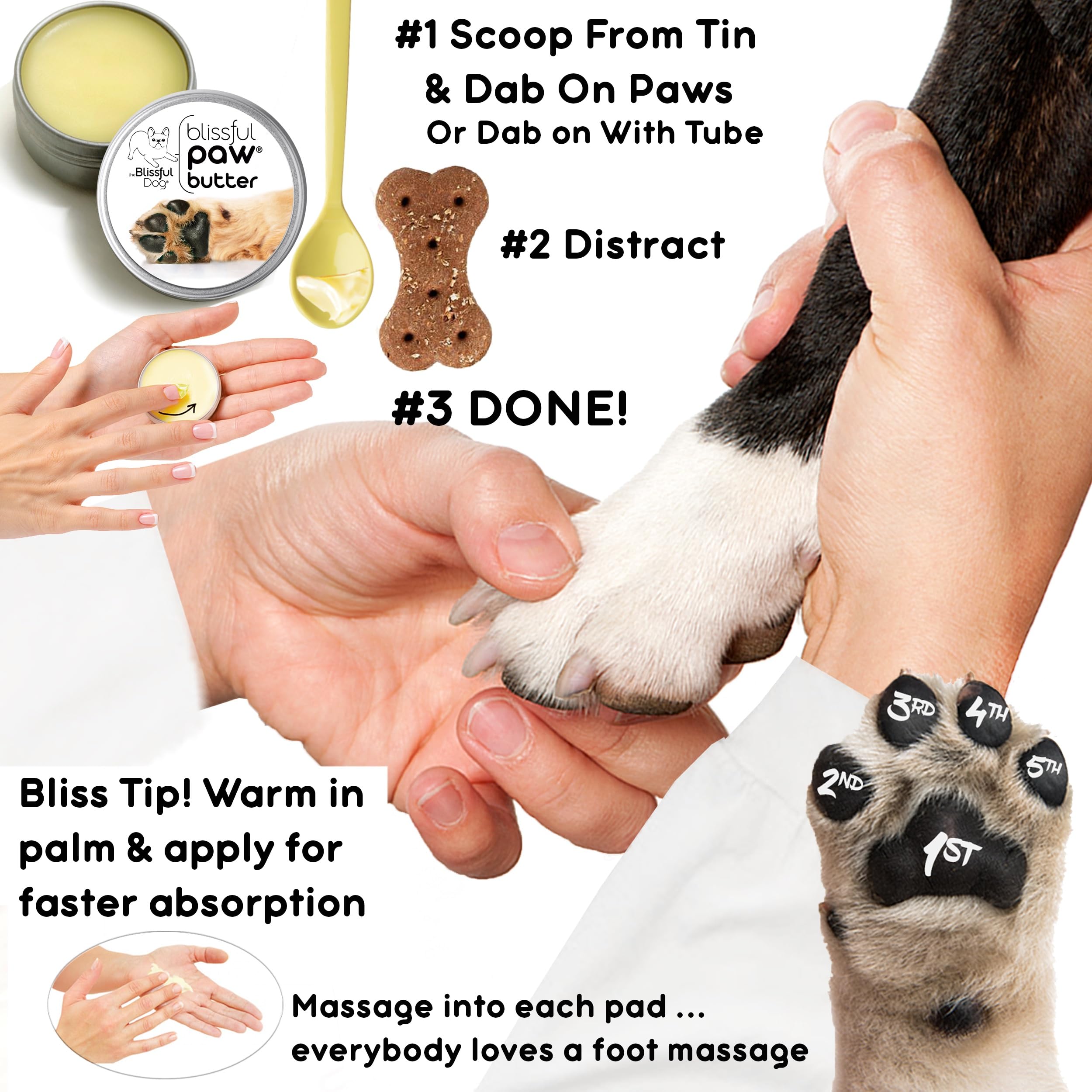 The Blissful Dog Paw Butter, Moisturizer for Dry Paw Pads, Softens and Protects a Rough Paw in Winter, Versatile, Lick-Safe Dog