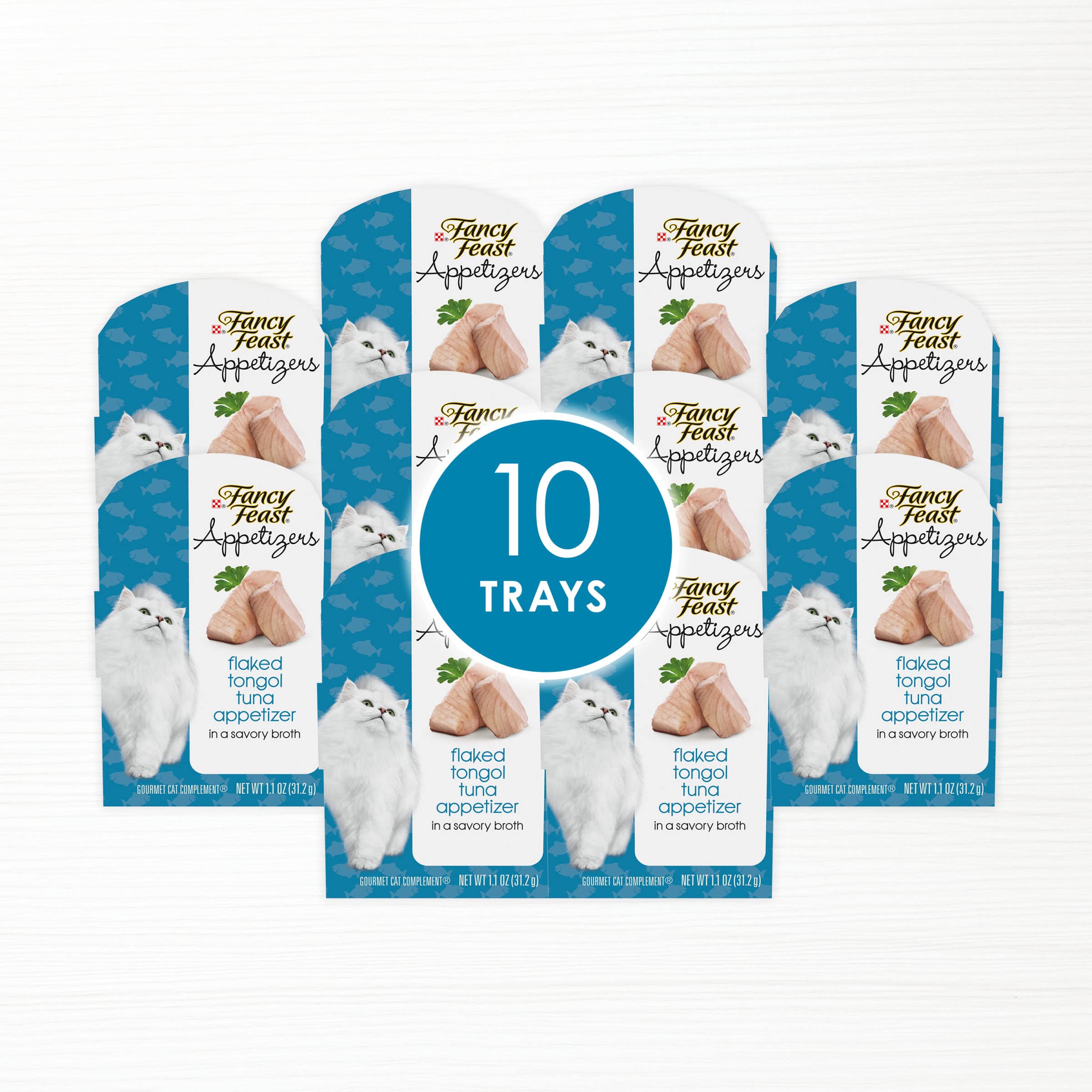 Purina Fancy Feast Appetizers Grain Free Cat Food Flaked Tongol Tuna Appetizer Lickable Cat Food Topper - (Pack of 10) 1.1 oz. T