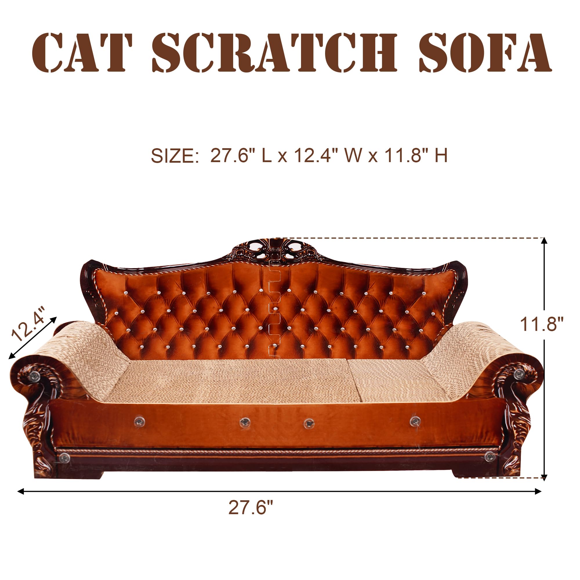 Coozment Sofa-Shaped Cat Scratching Couch & Lounge Bed - Thick Cardboard Cat Scratcher Pad (27.6'' L X 12.4'' W X 11.8'' H)