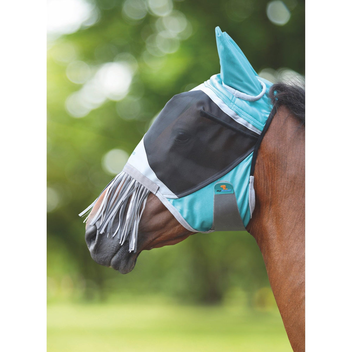 Deluxe Fly Mask With Nose Fringe (Extra Full, Green)