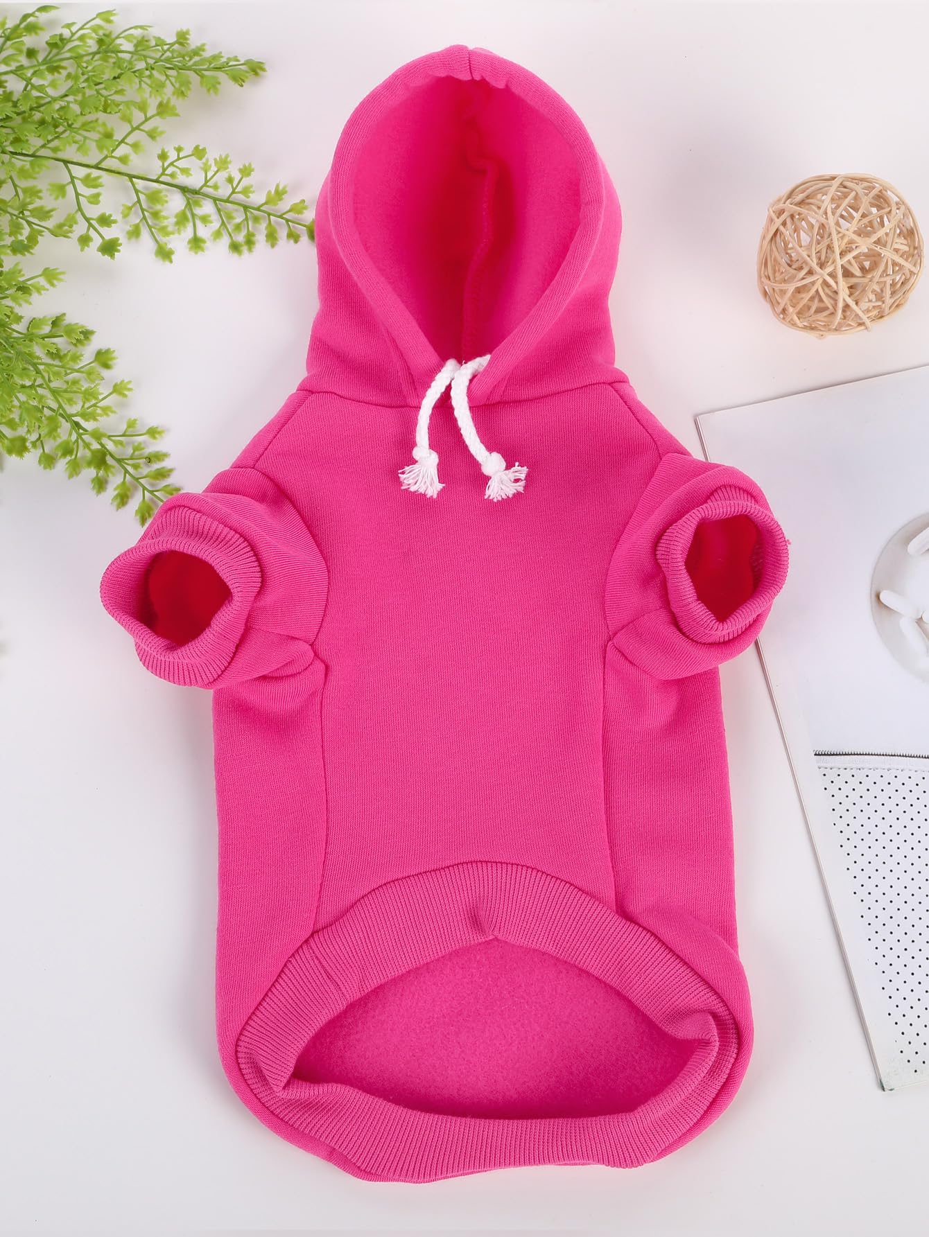 Qwinee Basic Dog Hoodie, Dog Warm Jacket, Cat Apparel, Dog Shirt, Dog Clothes For Puppy Kitten Small Medium Dogs Cats Hot Pink S