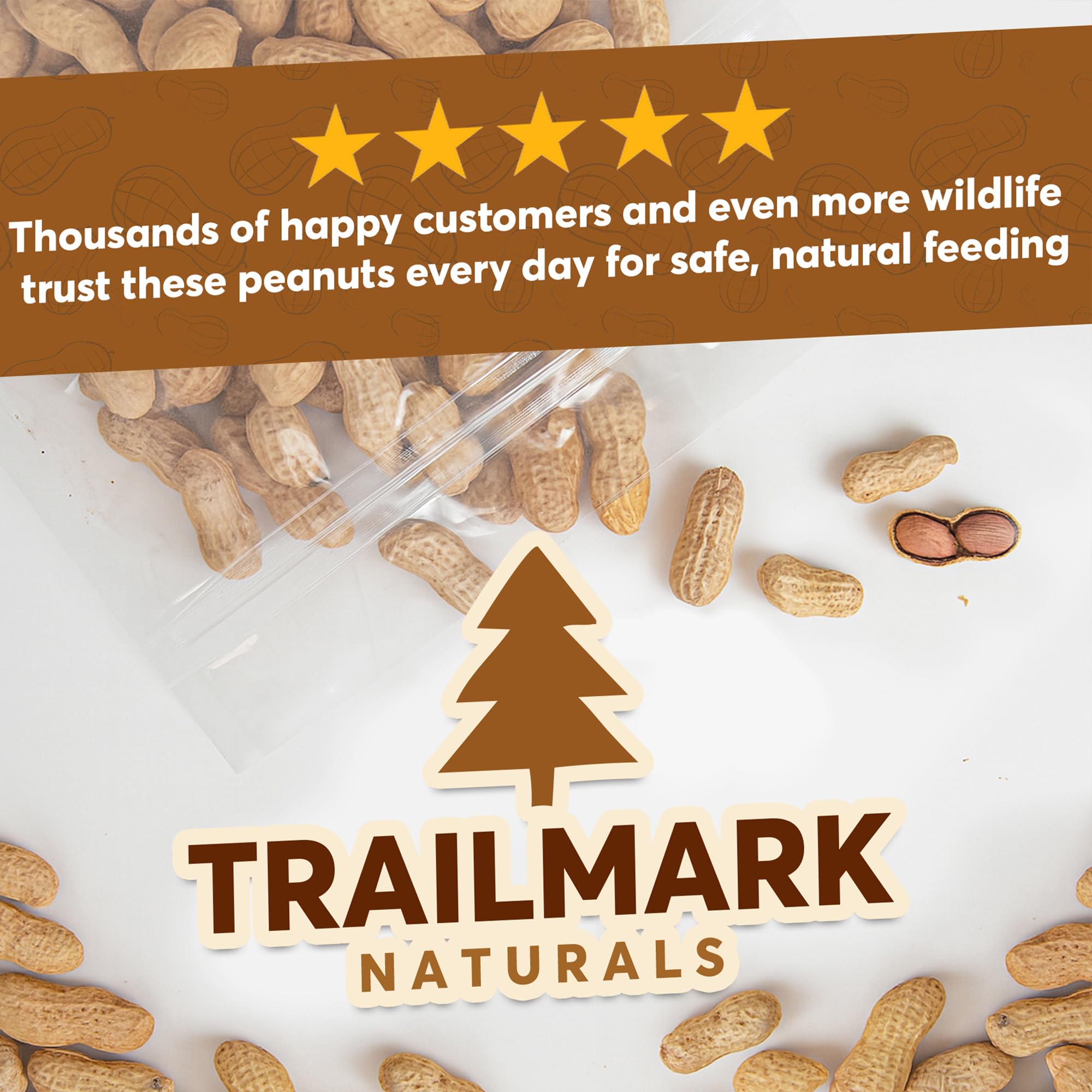 Trailmark Naturals - 8 LB - Raw Peanuts For Squirrels, Raw In Shell Peanuts For Birds and Wildlife- Squirrel Food, Wild Bird See