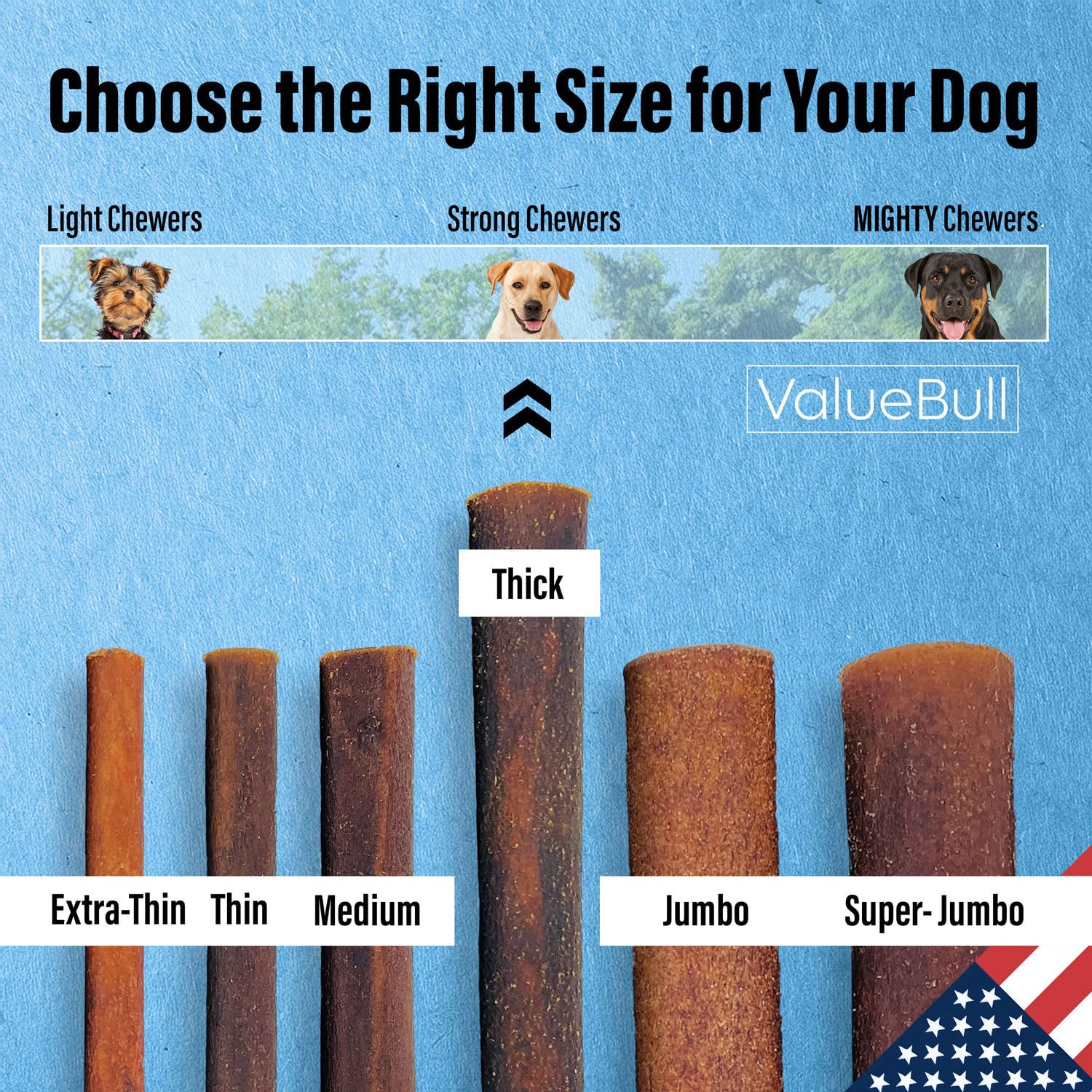 ValueBull USA Collagen Sticks for Dogs, 6 Inch Thick Chews, Natural Long-Lasting Dog Treats, 400 Count Wholesale Pack - Supports
