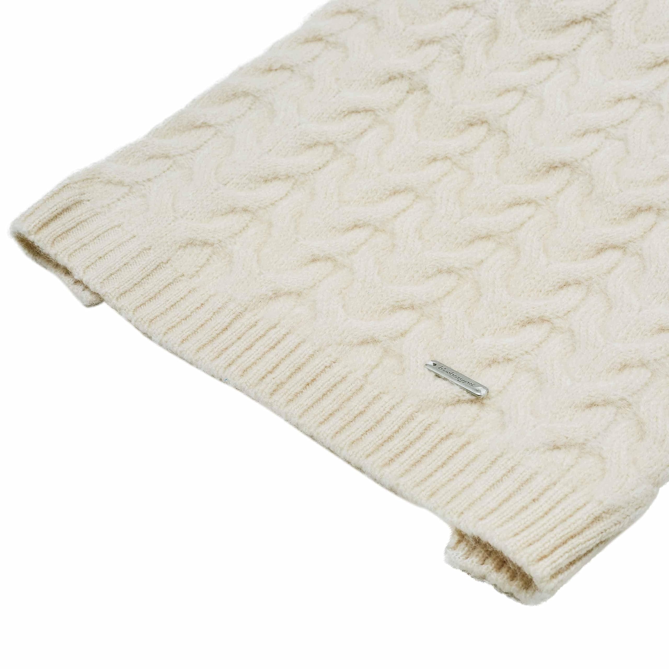 Blueberry Pet Classic Fuzzy Textured Knit Pullover Turtle-Neck Dog Sweater in Ivory, Back Length 16'', Pack of 1 Clothes for Dog