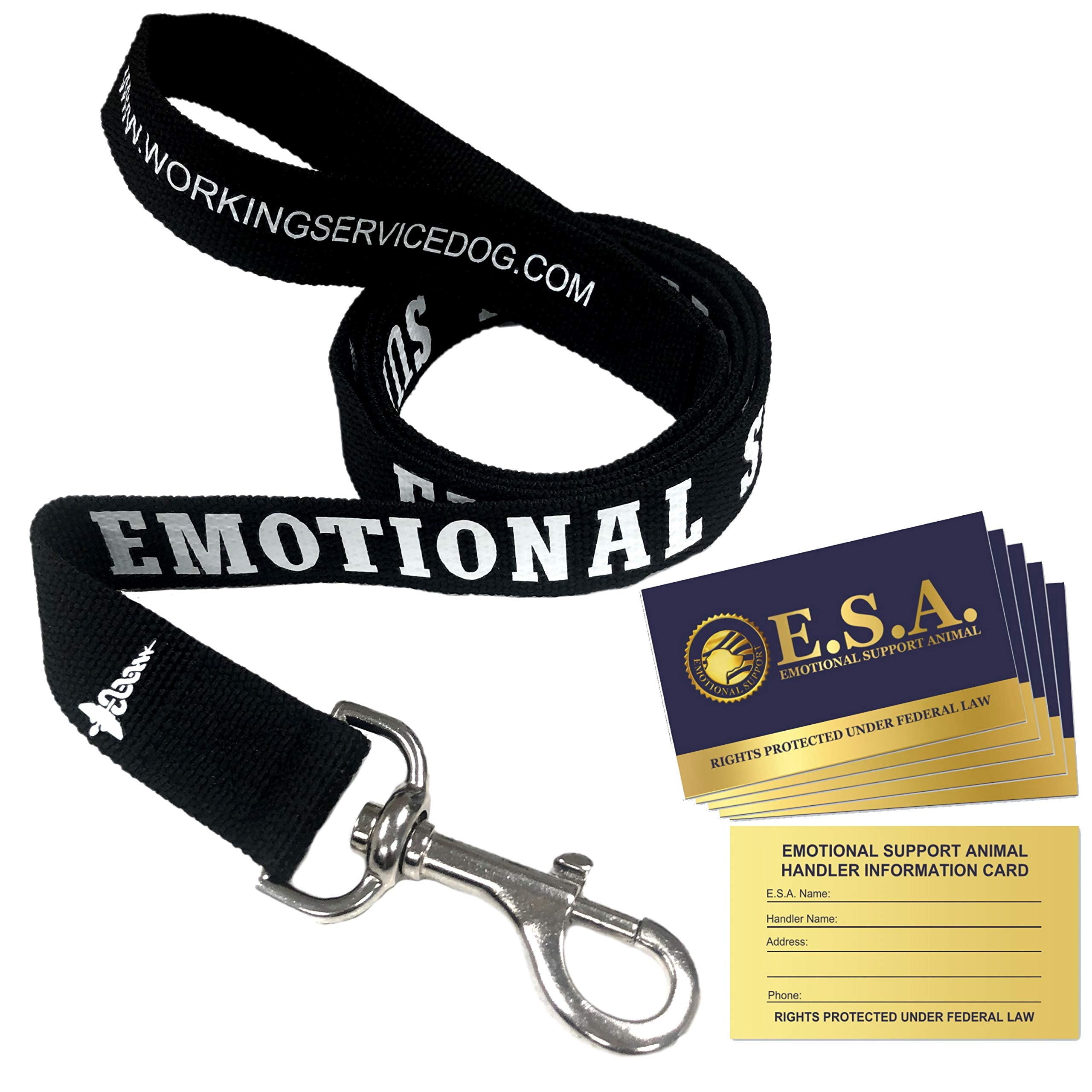 Workingservicedog.Com Emotional Support Dog Leash - Great Identification With Or Without An Emotional Support Animal Vest - Includes Five Esa Information Cards